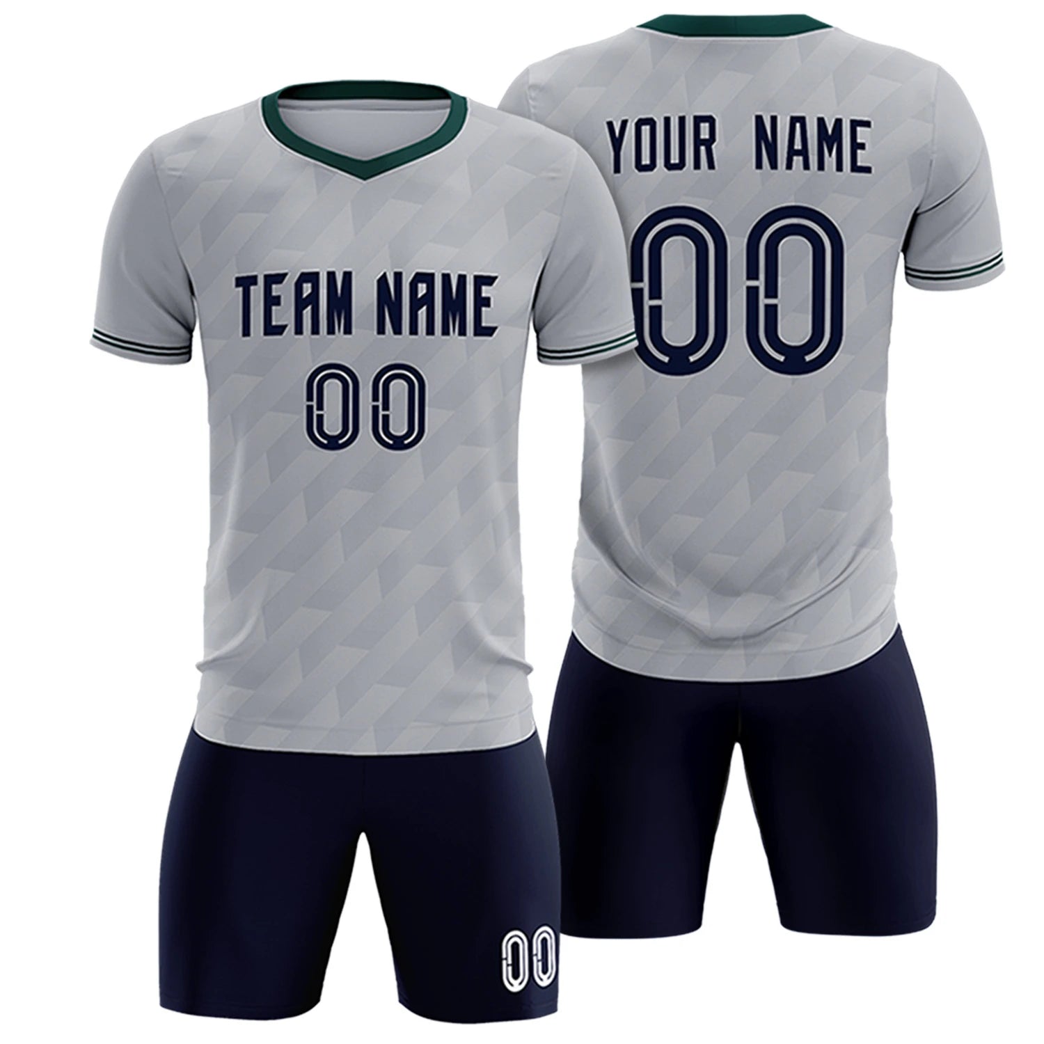 Custom Gray Midnight Green Training Uniform Soccer Sets Jersey