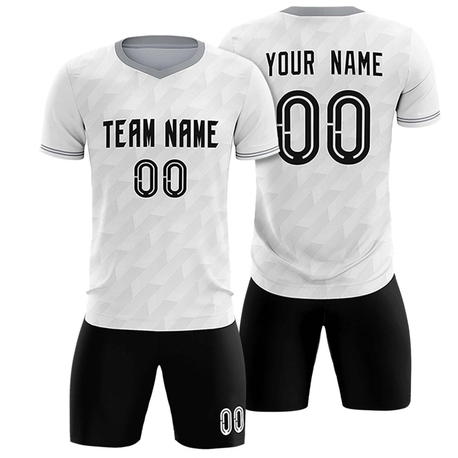 Custom White Gray Training Uniform Soccer Sets Jersey