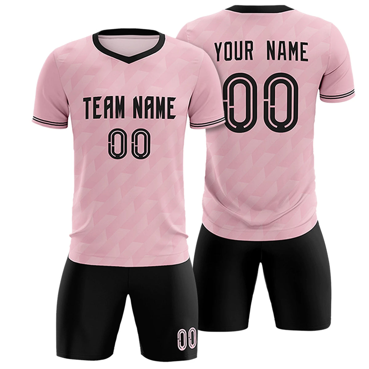 Custom Light Pink Black Training Uniform Soccer Sets Jersey