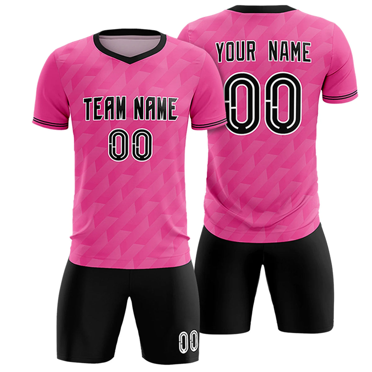 Custom Pink Black Training Uniform Soccer Sets Jersey
