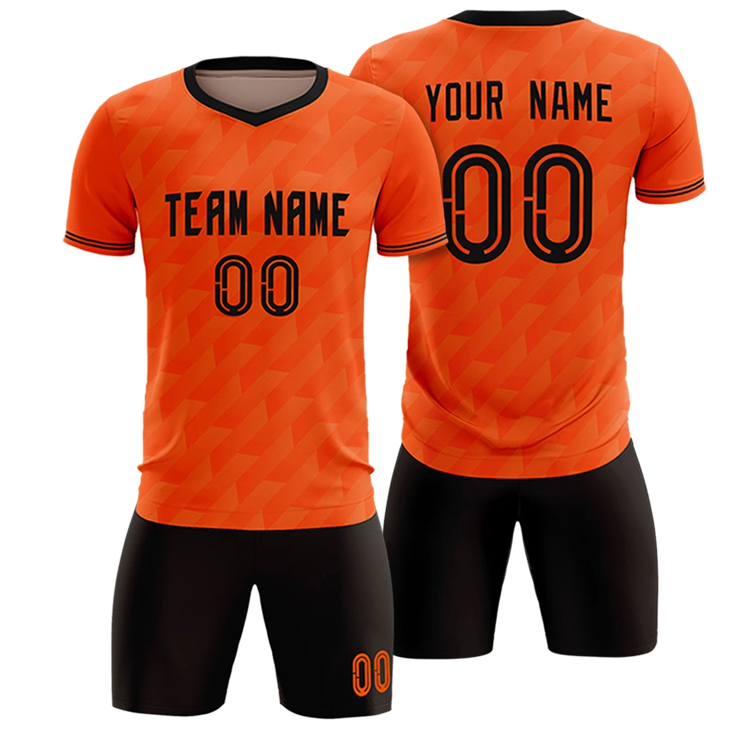Custom Orange Black Training Uniform Soccer Sets Jersey