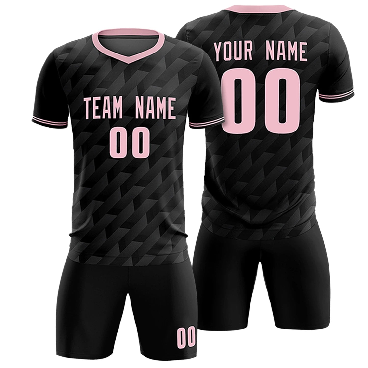 Custom Black Light Pink Training Uniform Soccer Sets Jersey