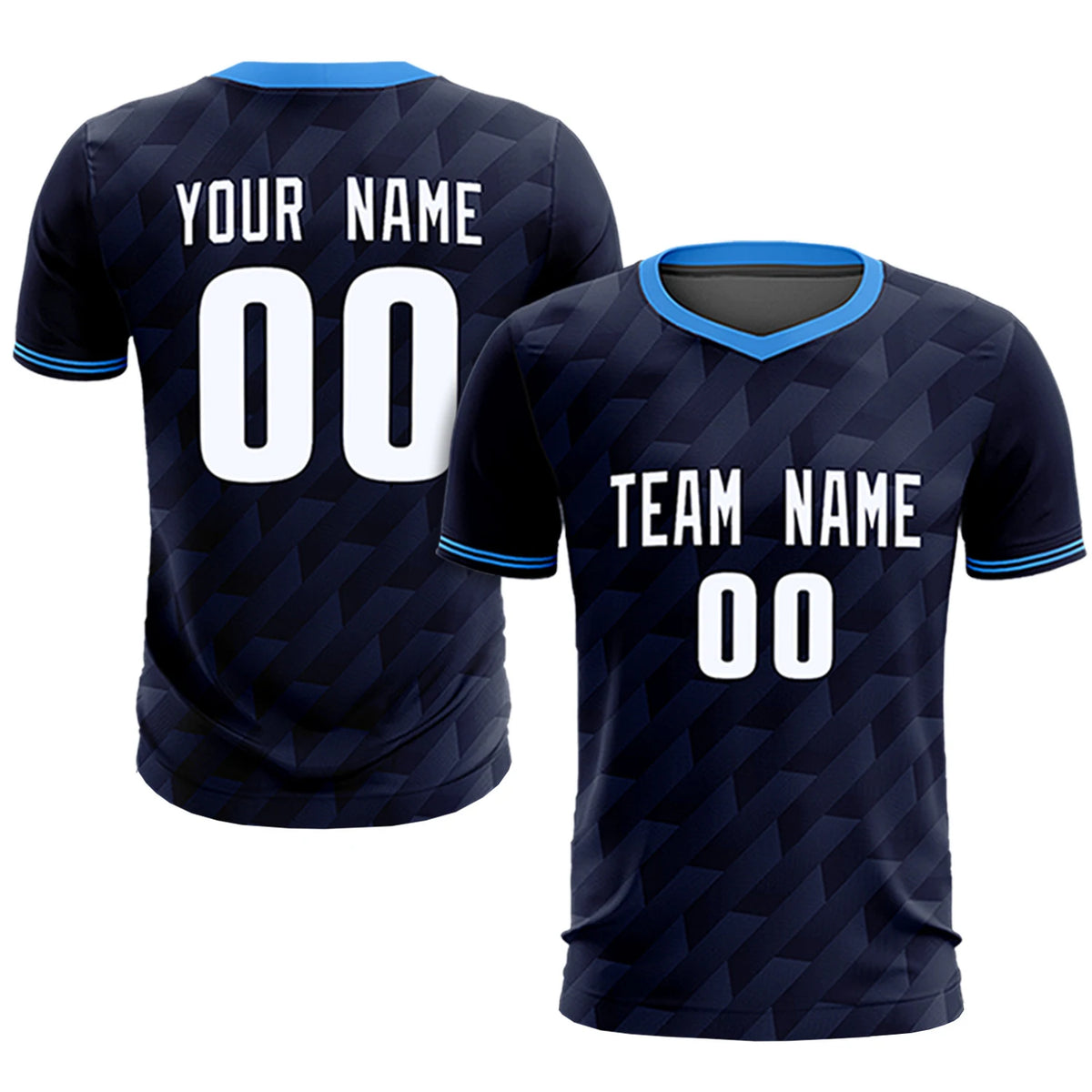 Custom Navy Powder Blue Training Uniform Soccer Sets Jersey