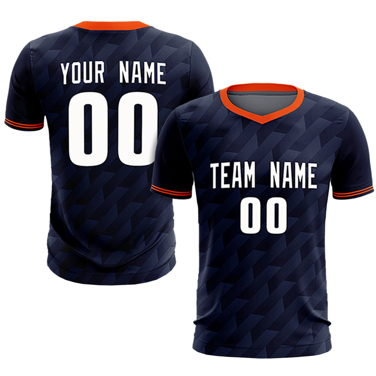 Custom Navy Orange Training Uniform Soccer Sets Jersey