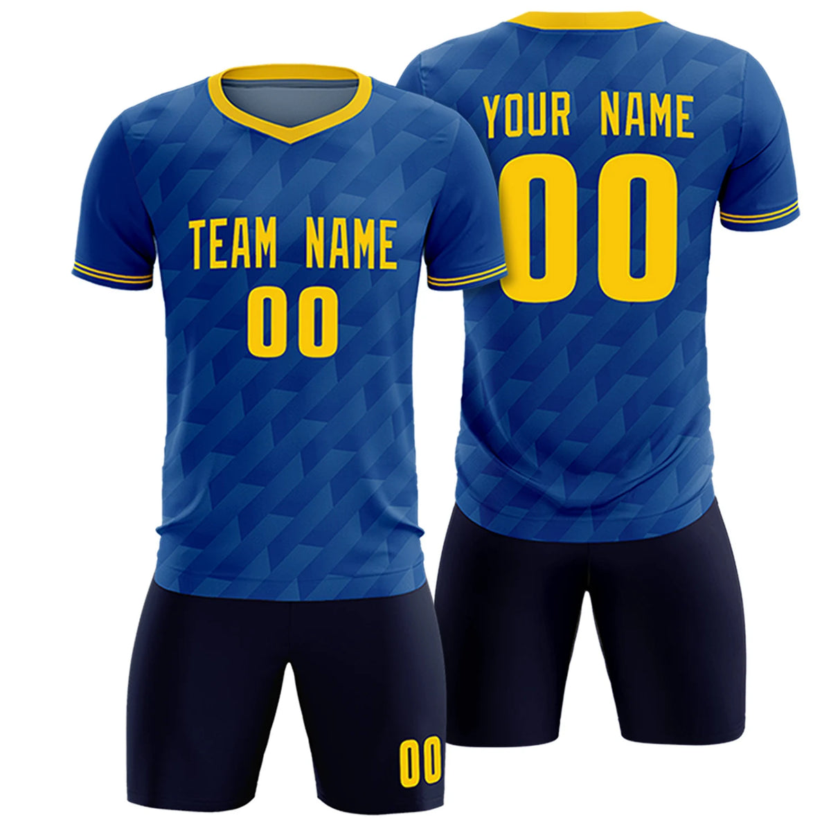 Custom Royal Blue Gold01 Training Uniform Soccer Sets Jersey