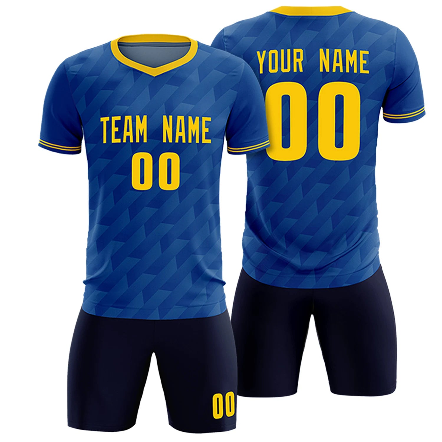 Custom Royal Blue Gold01 Training Uniform Soccer Sets Jersey