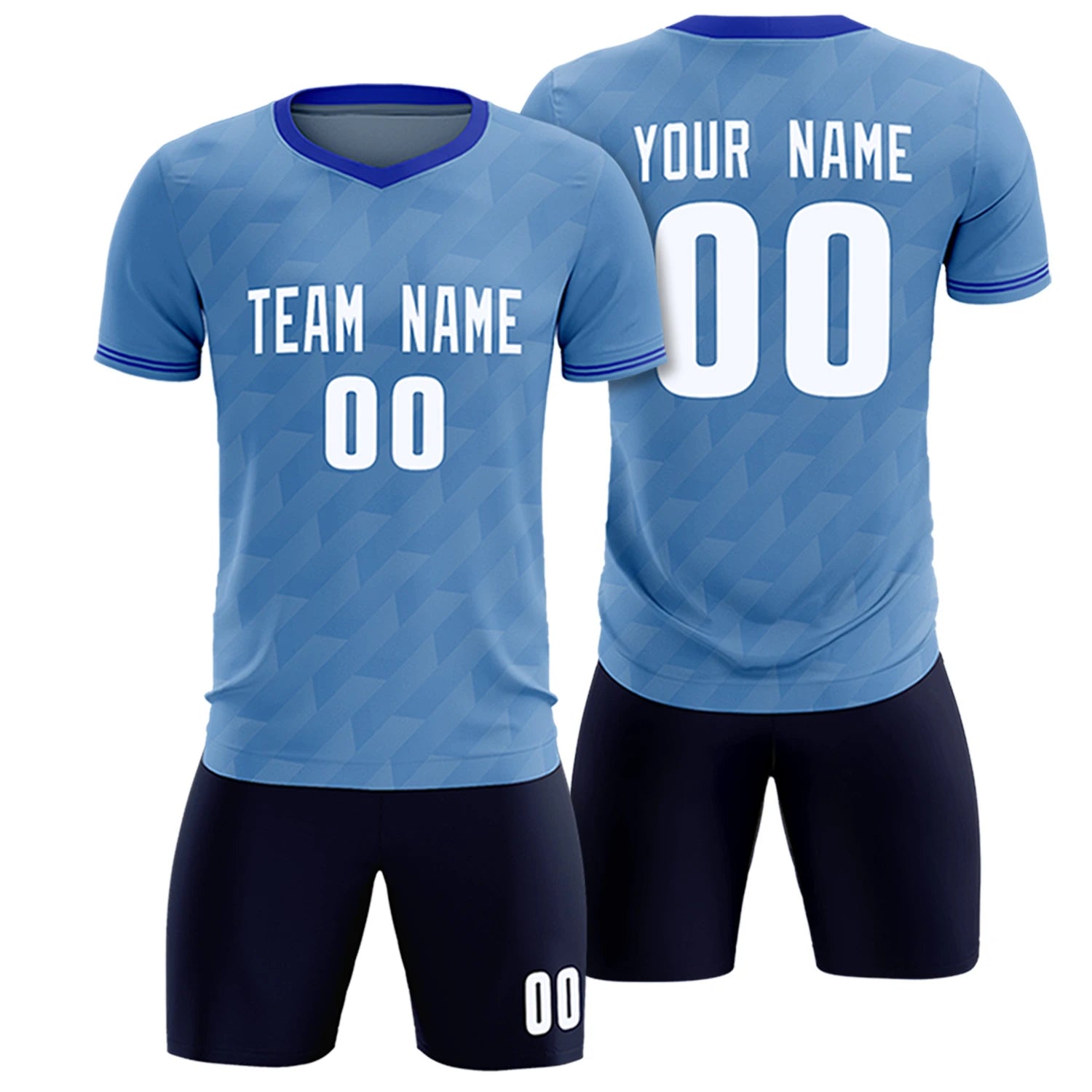 Custom Light Blue Royal Blue Training Uniform Soccer Sets Jersey