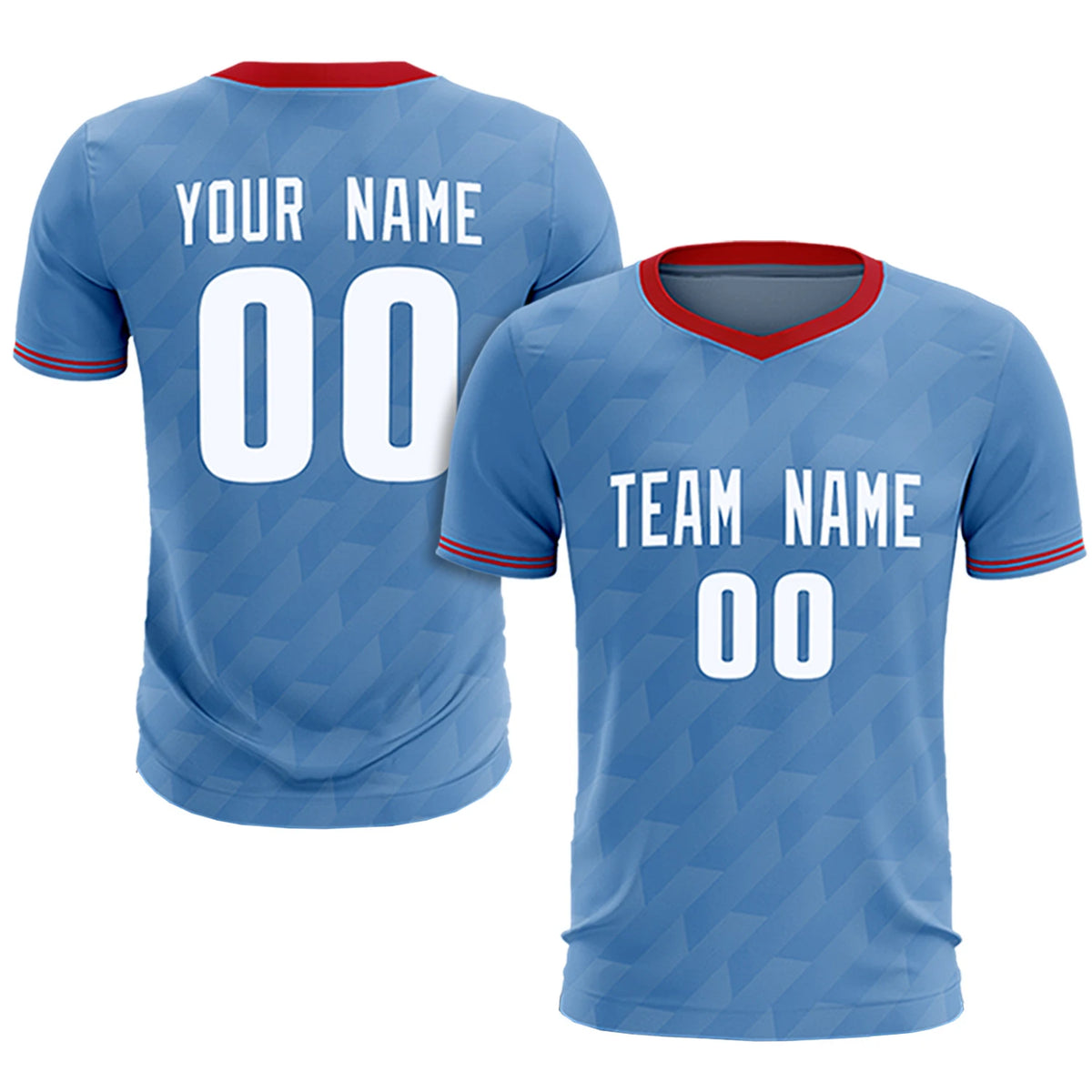 Custom Light Blue Red Training Uniform Soccer Sets Jersey