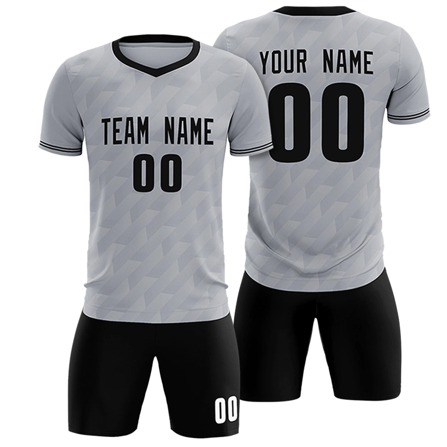 Custom Gray Black Training Uniform Soccer Sets Jersey