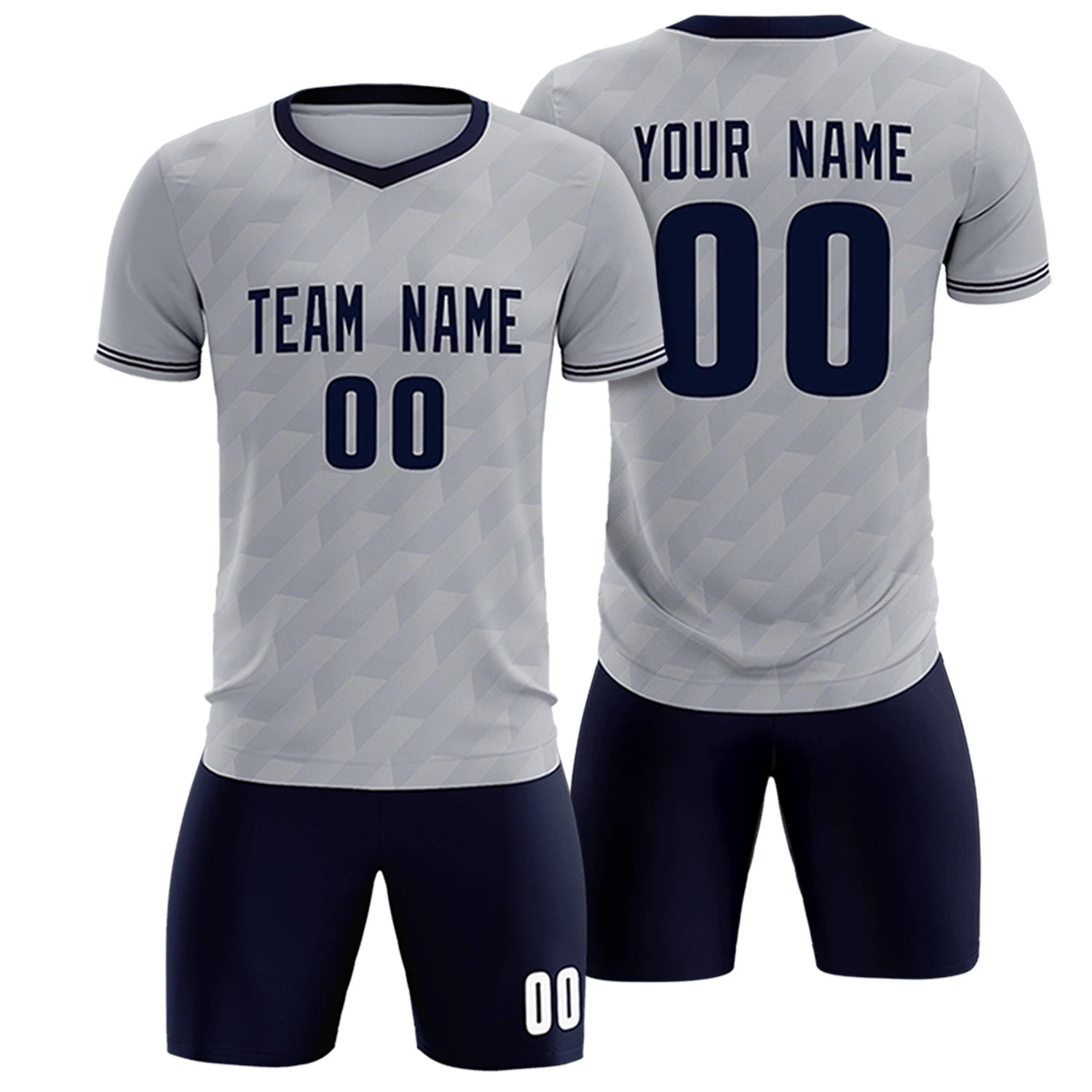 Custom Gray Navy Training Uniform Soccer Sets Jersey