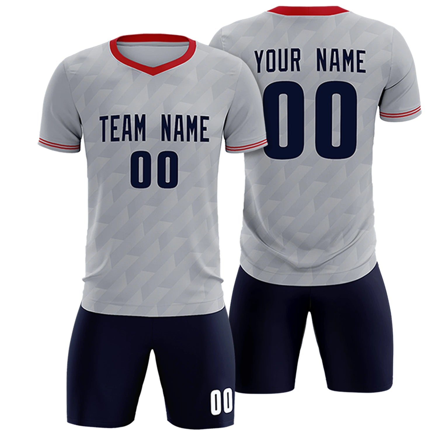 Custom Gray Red Training Uniform Soccer Sets Jersey