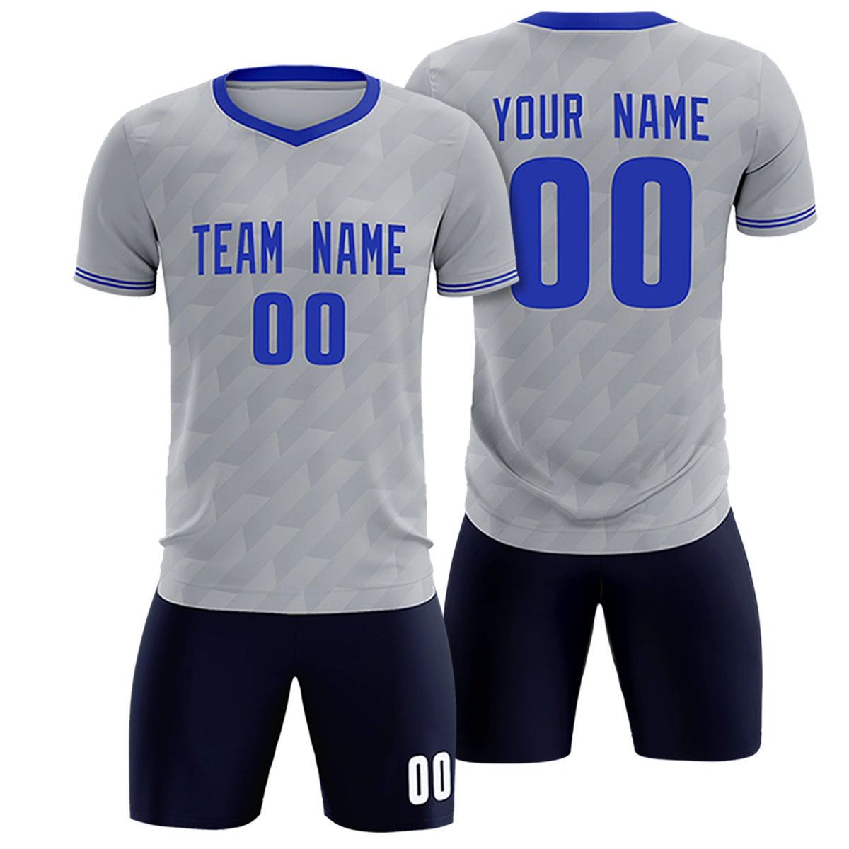 Custom Gray Royal Blue Training Uniform Soccer Sets Jersey