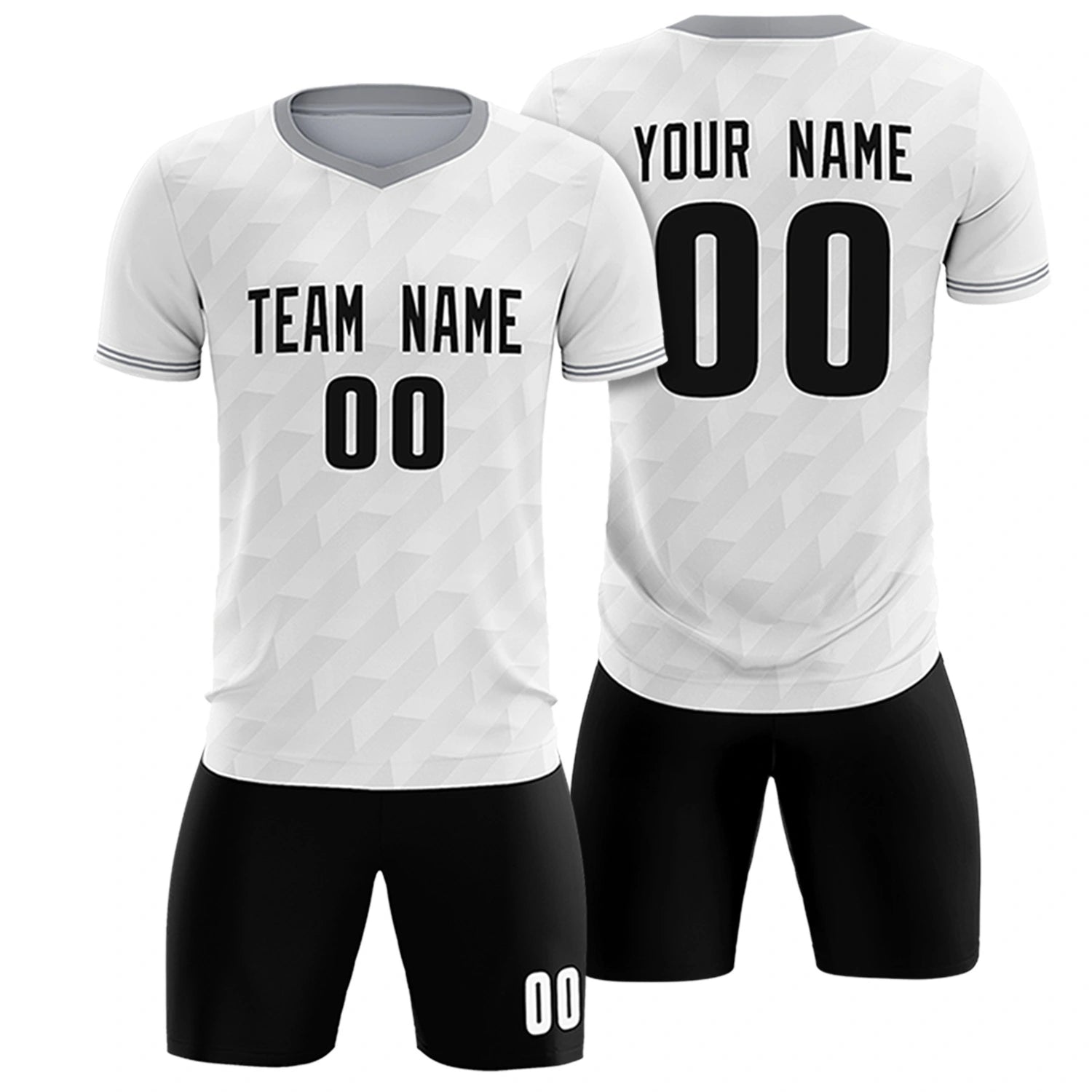 Custom White Gray Training Uniform Soccer Sets Jersey
