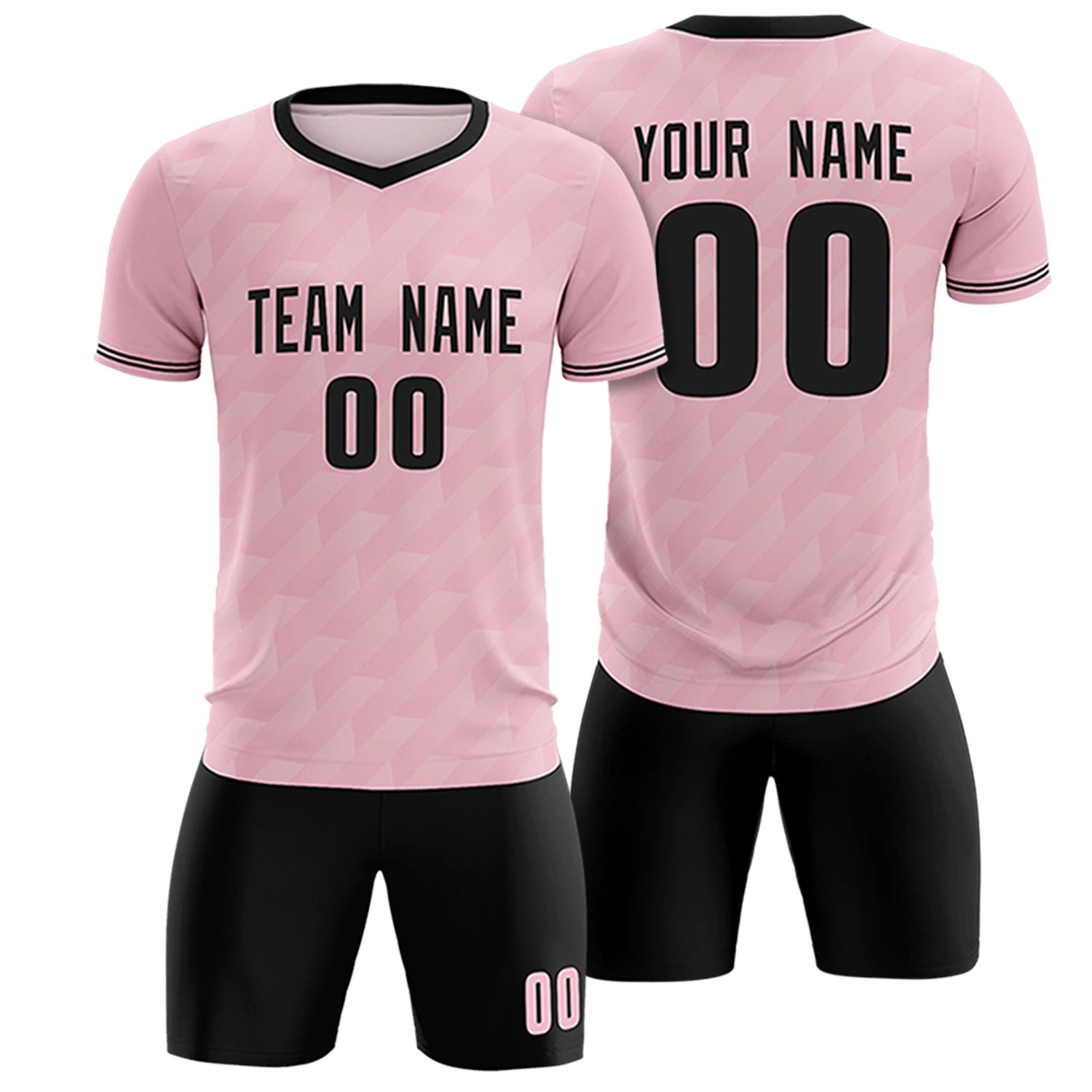Custom Light Pink Black Training Uniform Soccer Sets Jersey