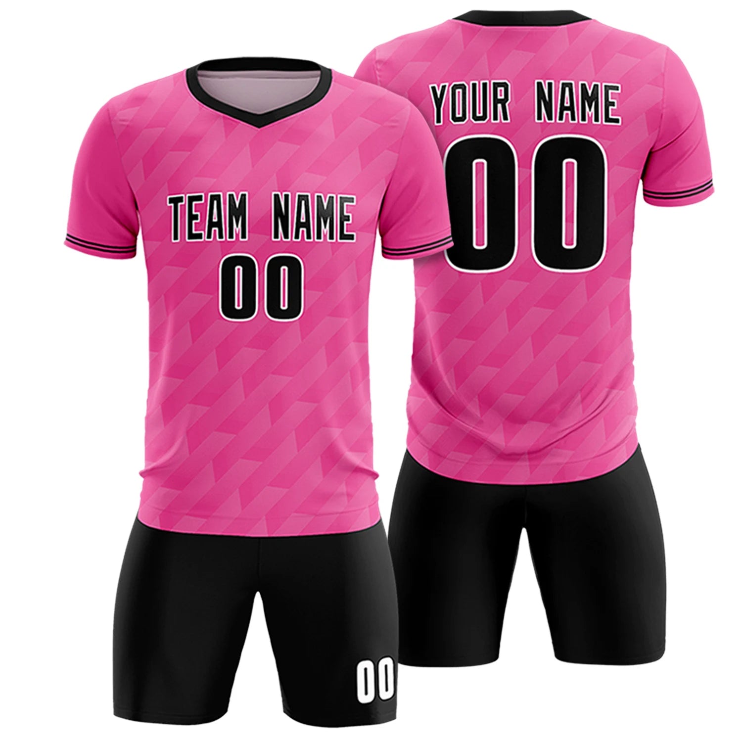 Custom Pink Black Training Uniform Soccer Sets Jersey