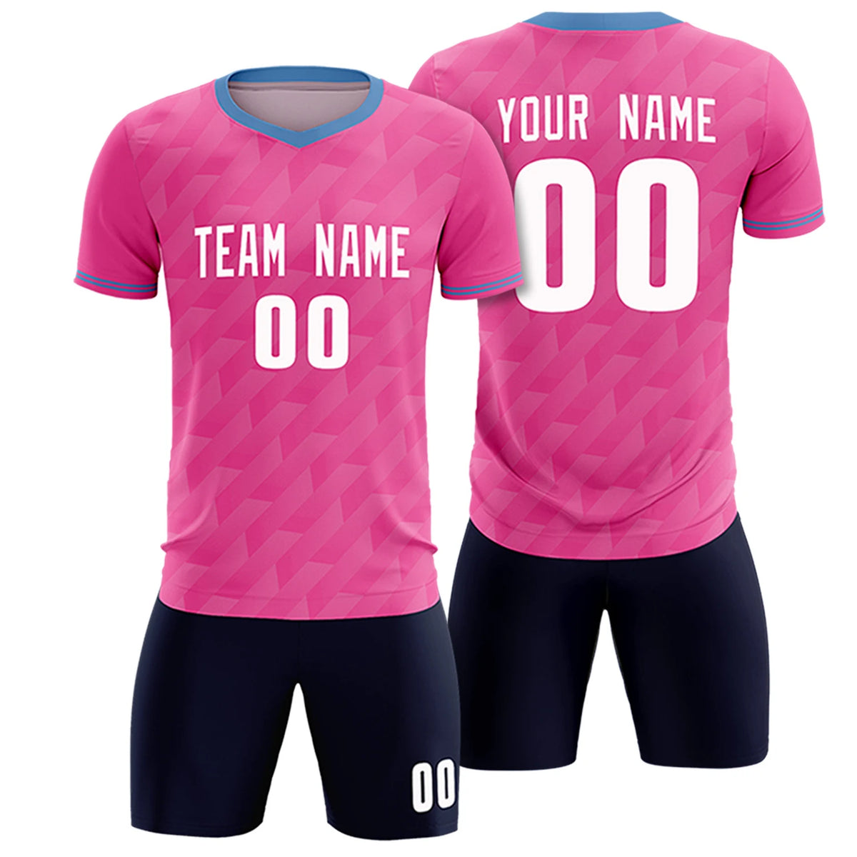Custom Pink Light Blue Training Uniform Soccer Sets Jersey