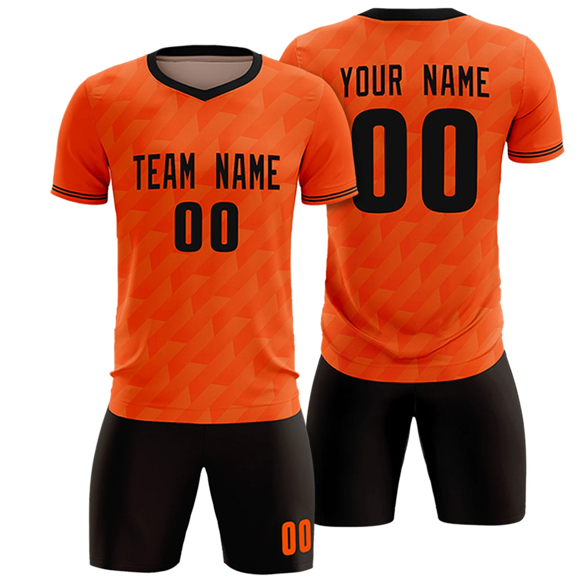 Custom Orange Black Training Uniform Soccer Sets Jersey
