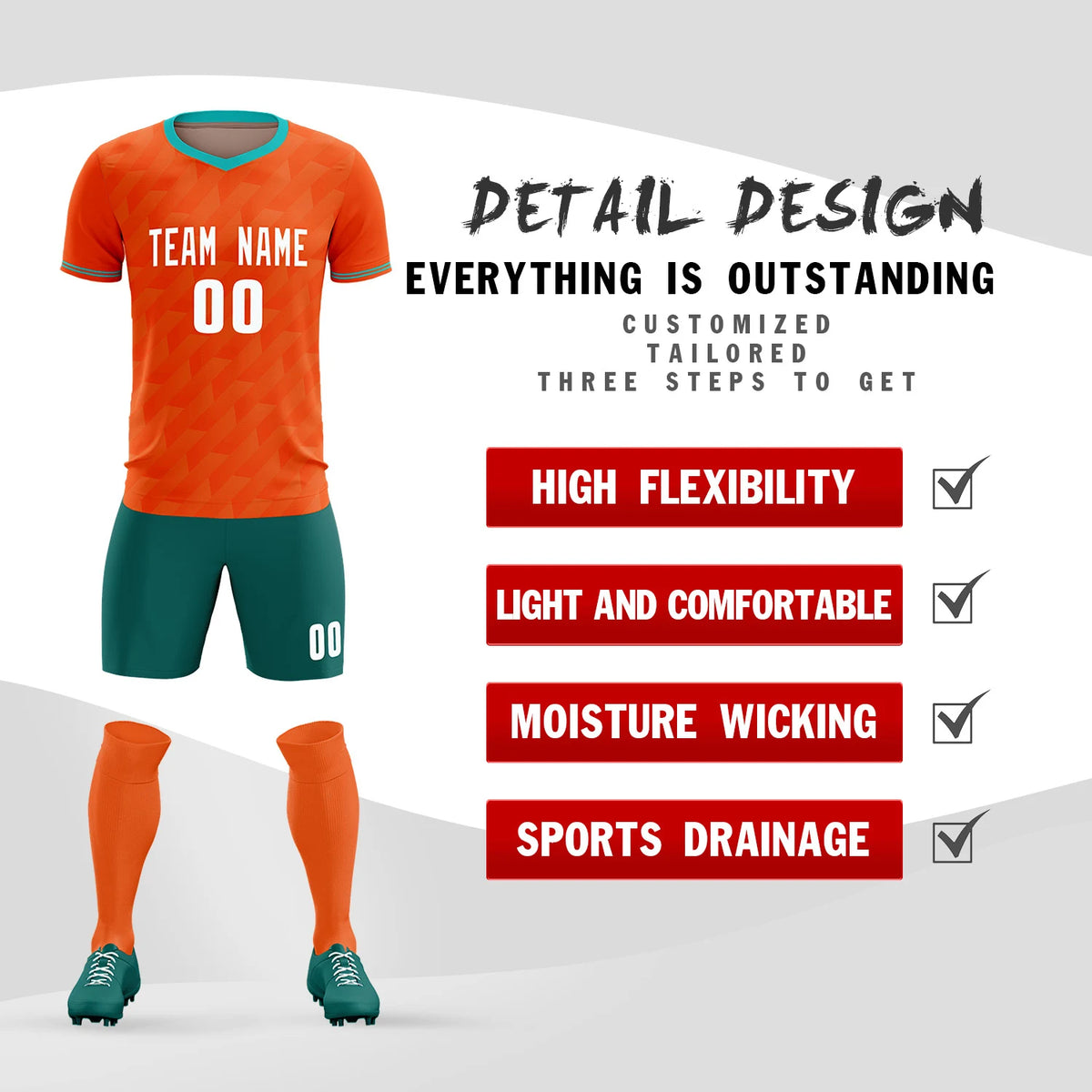 Custom Orange Bright Green Training Uniform Soccer Sets Jersey