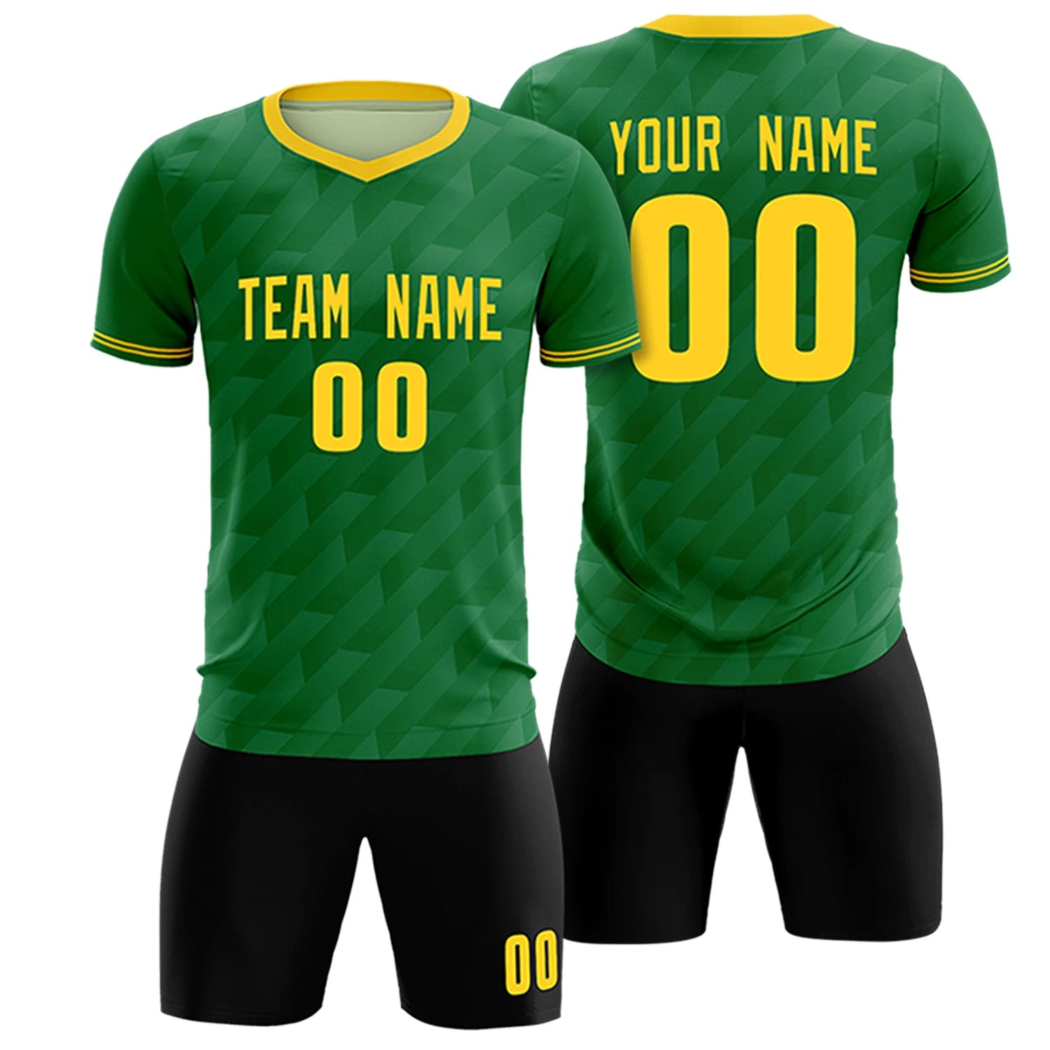 Custom Kelly Green Black Training Uniform Soccer Sets Jersey