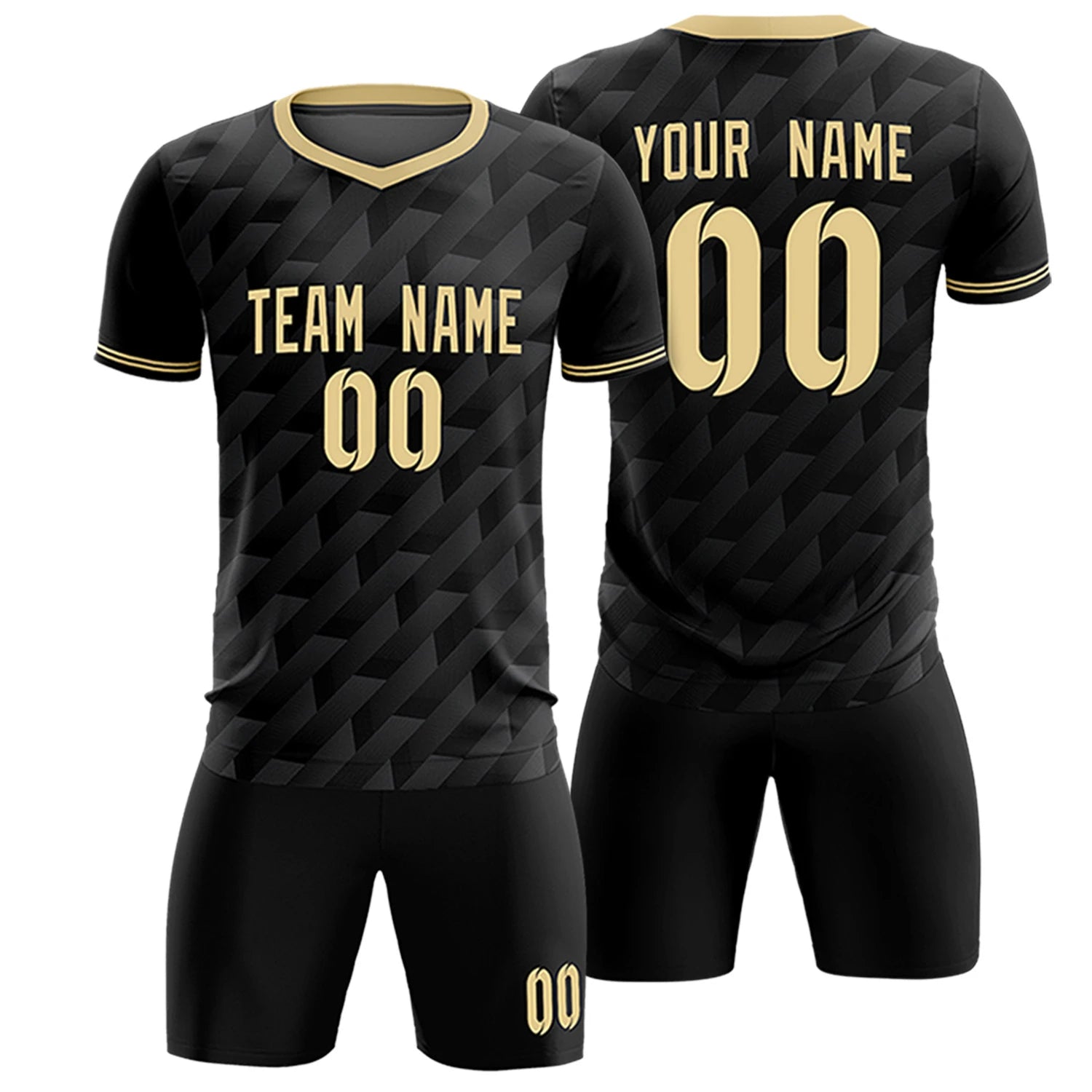 Custom Black Khaki Training Uniform Soccer Sets Jersey