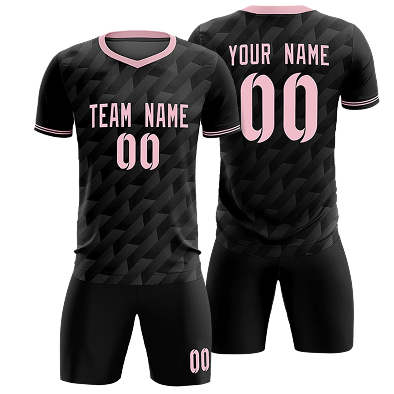 Custom Black Light Pink Training Uniform Soccer Sets Jersey