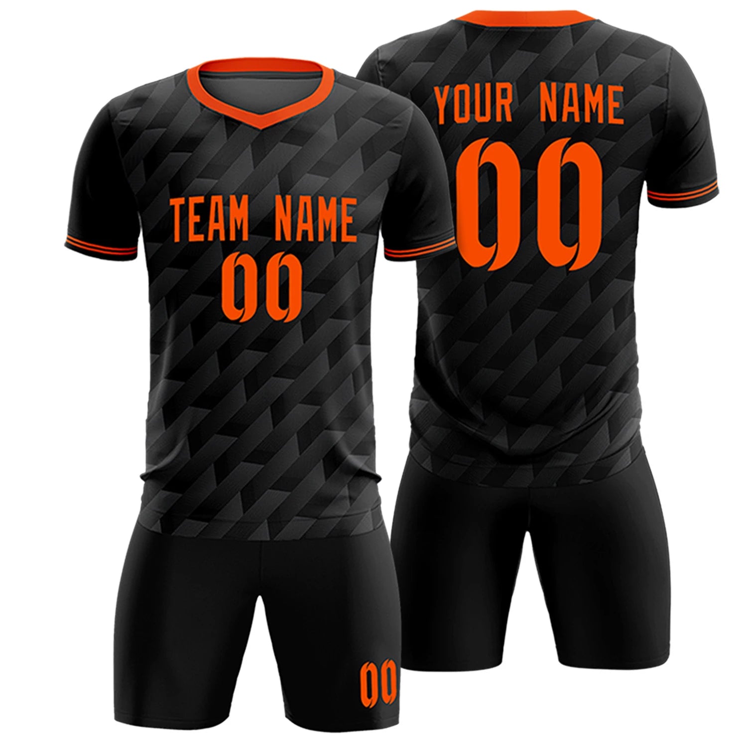 Custom Black Orange Training Uniform Soccer Sets Jersey