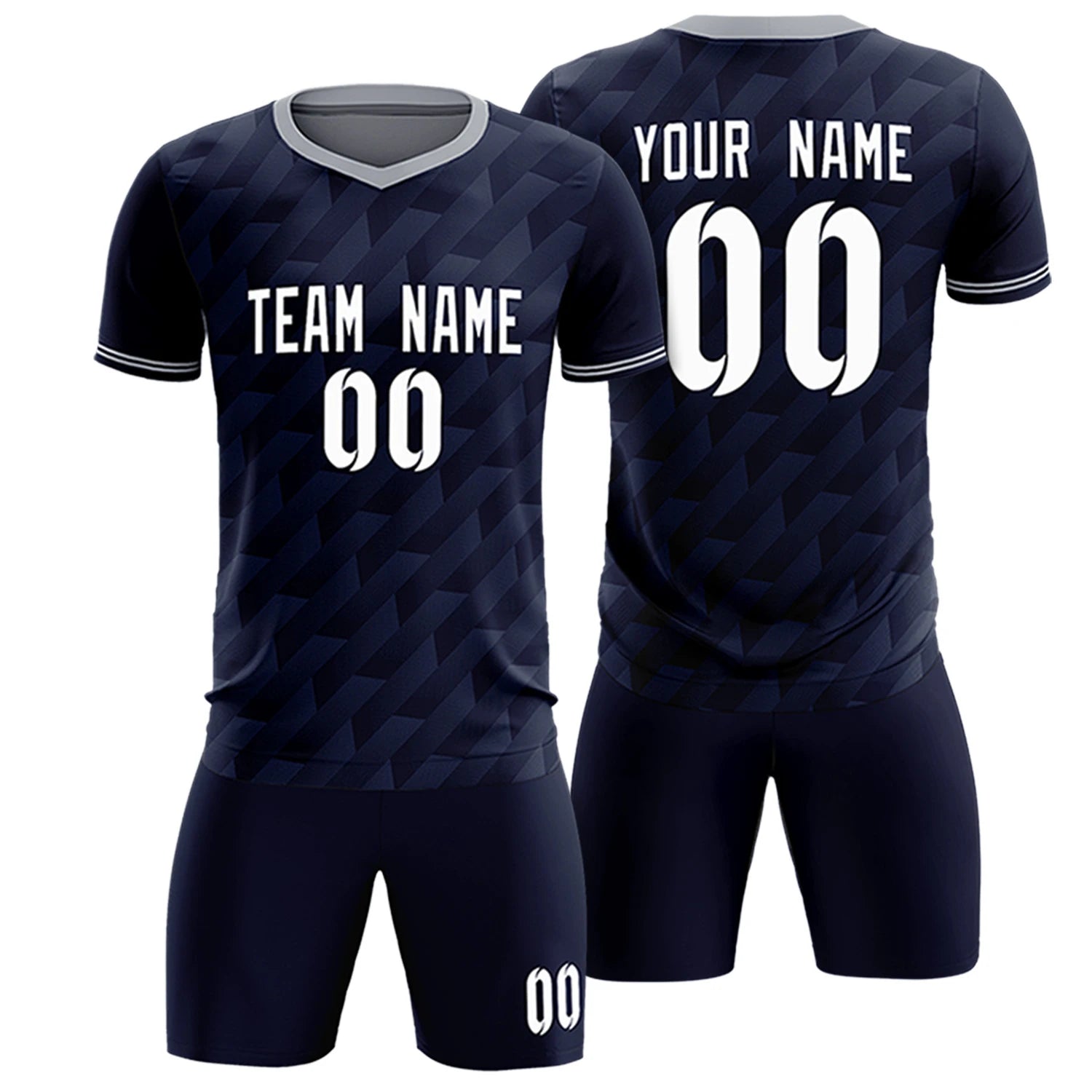 Custom Navy Gray Training Uniform Soccer Sets Jersey