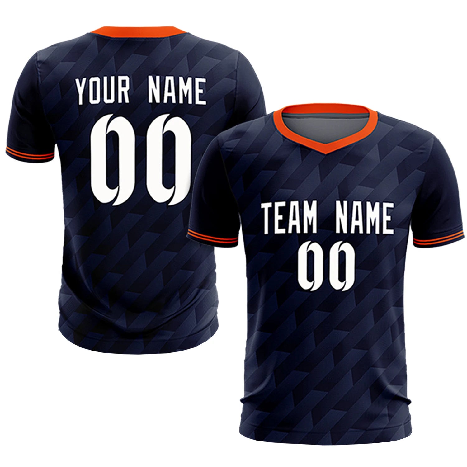 Custom Navy Orange Training Uniform Soccer Sets Jersey