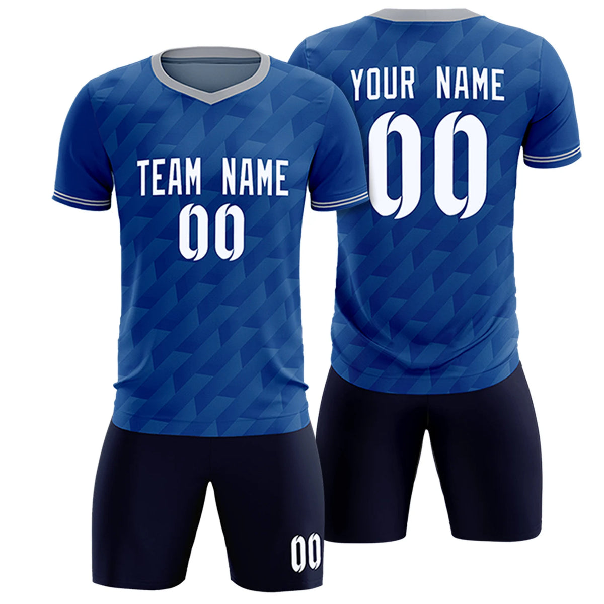 Custom Royal Blue Gray Training Uniform Soccer Sets Jersey