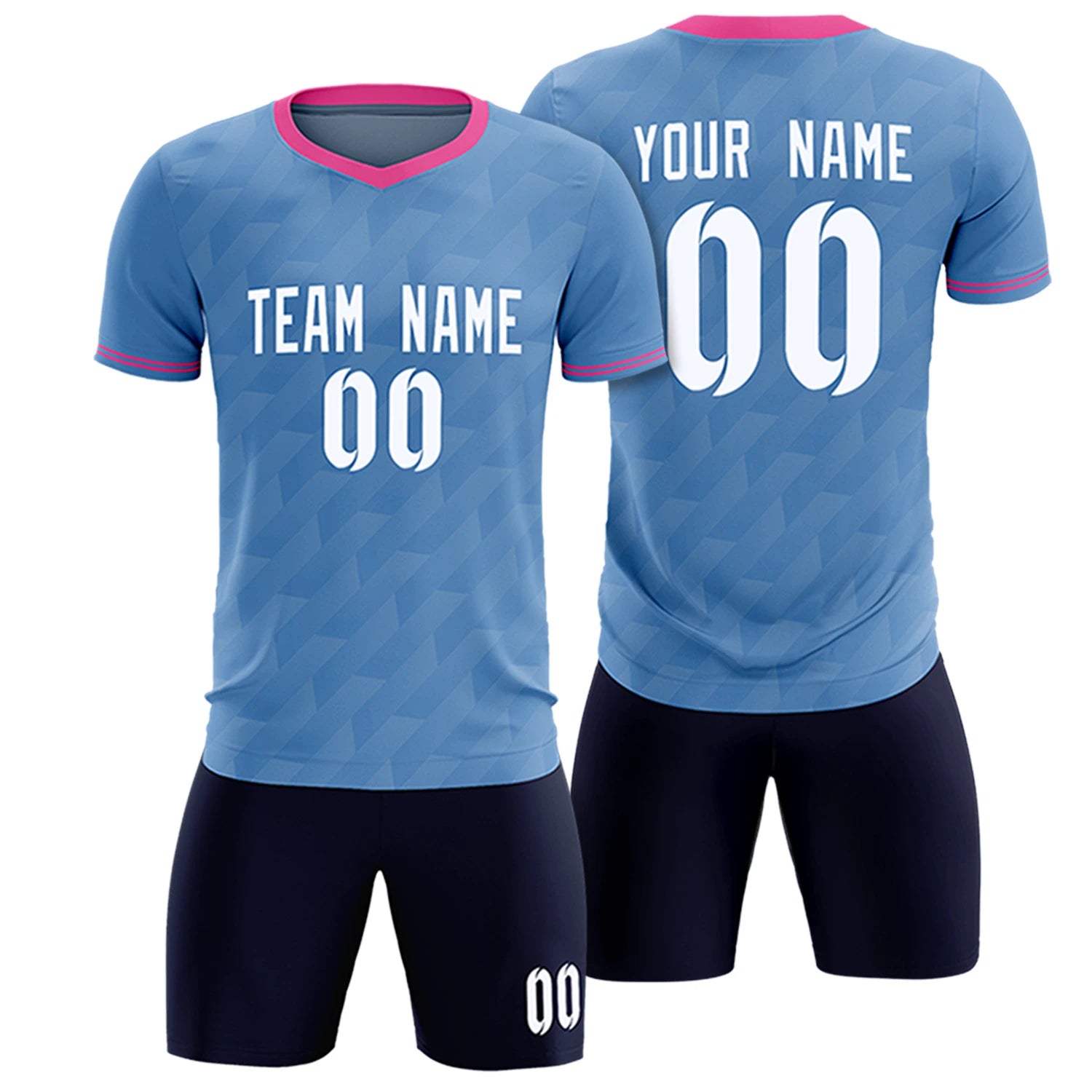 Custom Light Blue Pink Training Uniform Soccer Sets Jersey