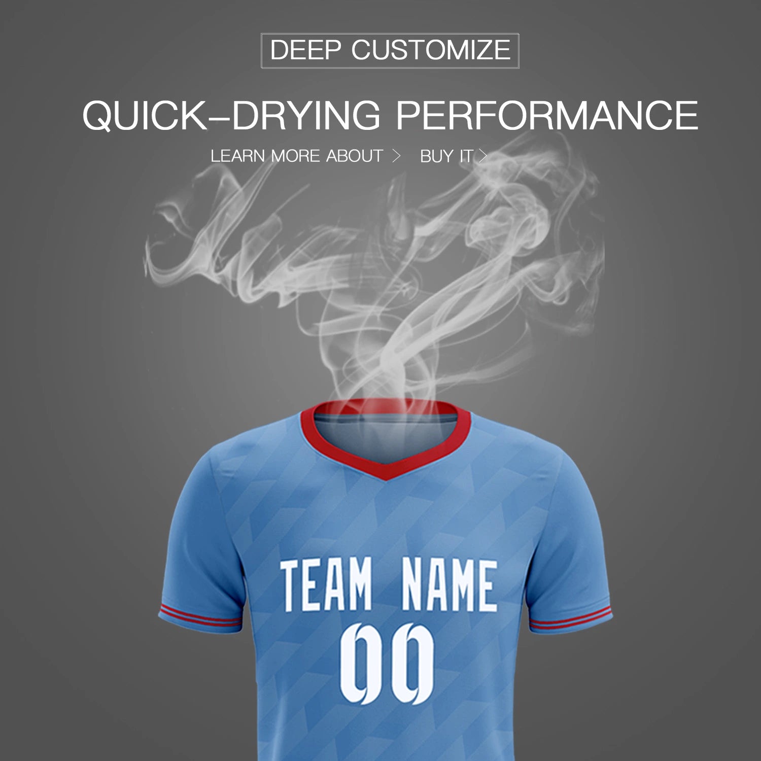 Custom Light Blue Red Training Uniform Soccer Sets Jersey