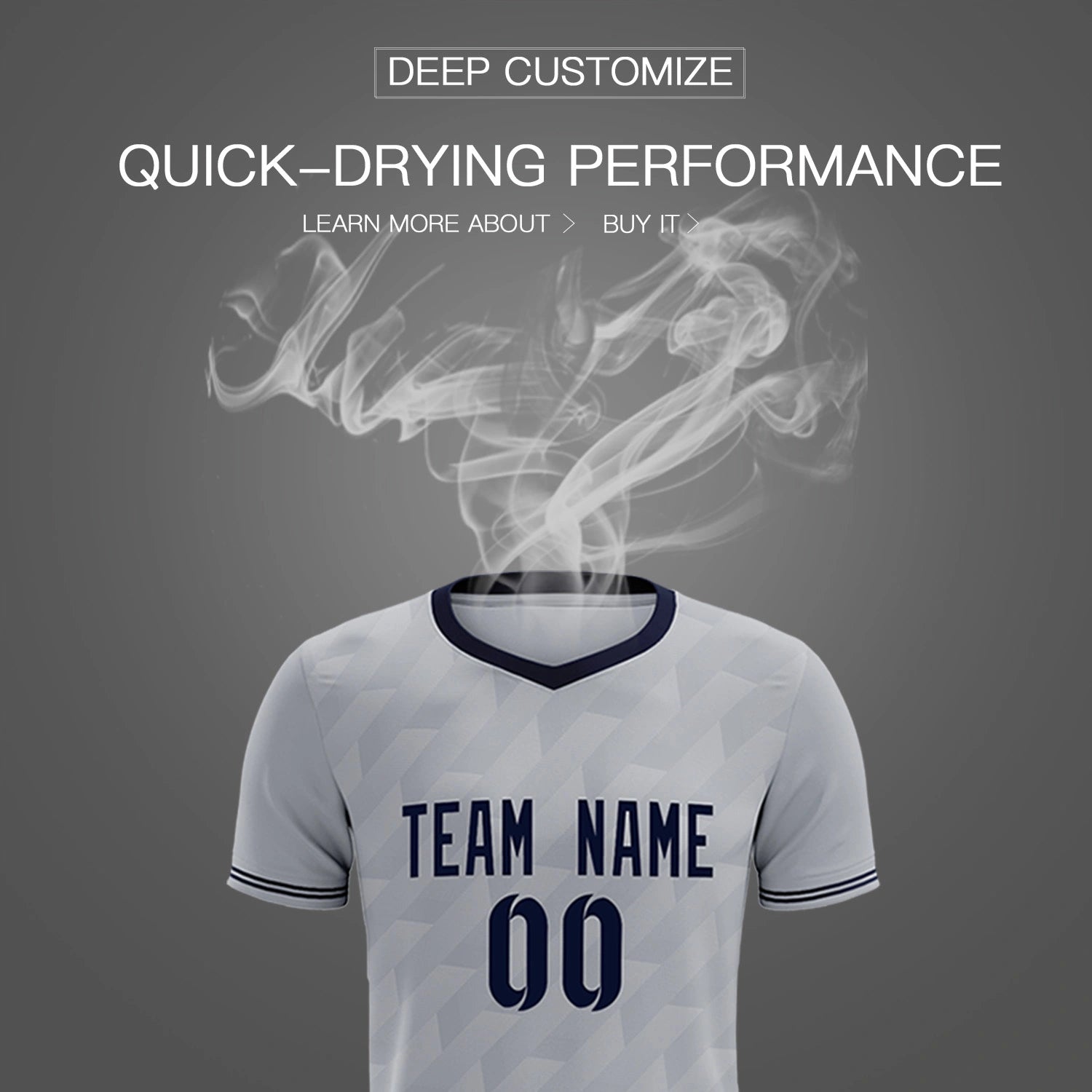 Custom Gray Navy Training Uniform Soccer Sets Jersey