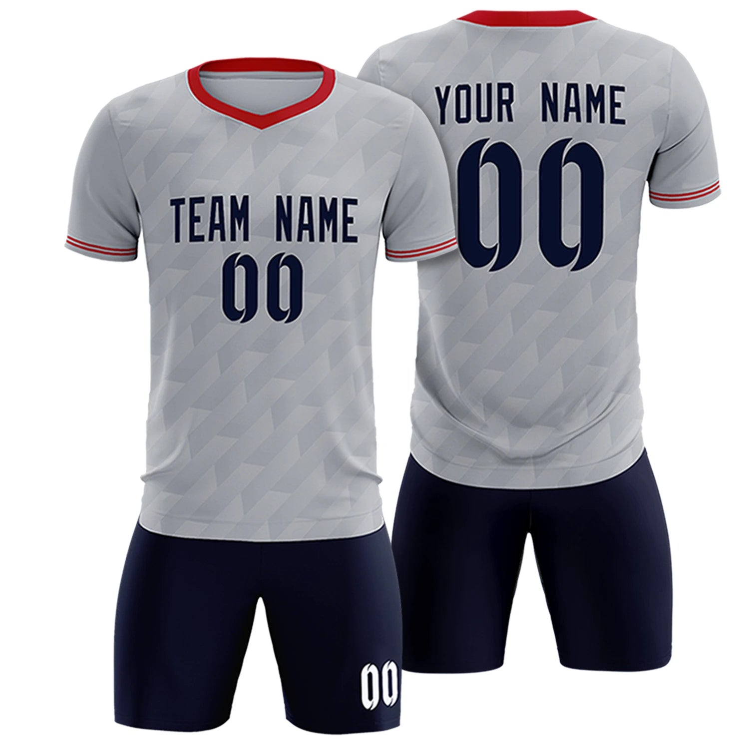 Custom Gray Red Training Uniform Soccer Sets Jersey