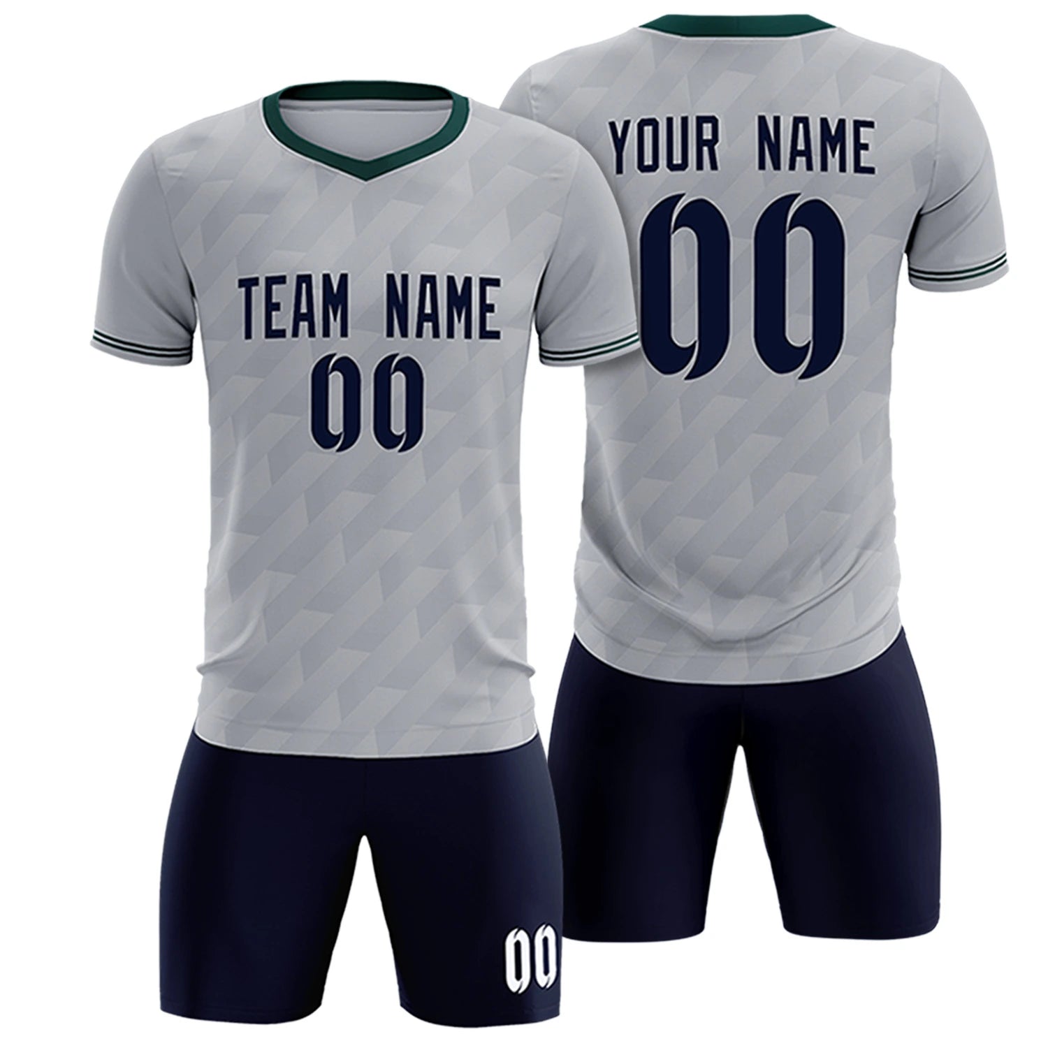 Custom Gray Midnight Green Training Uniform Soccer Sets Jersey