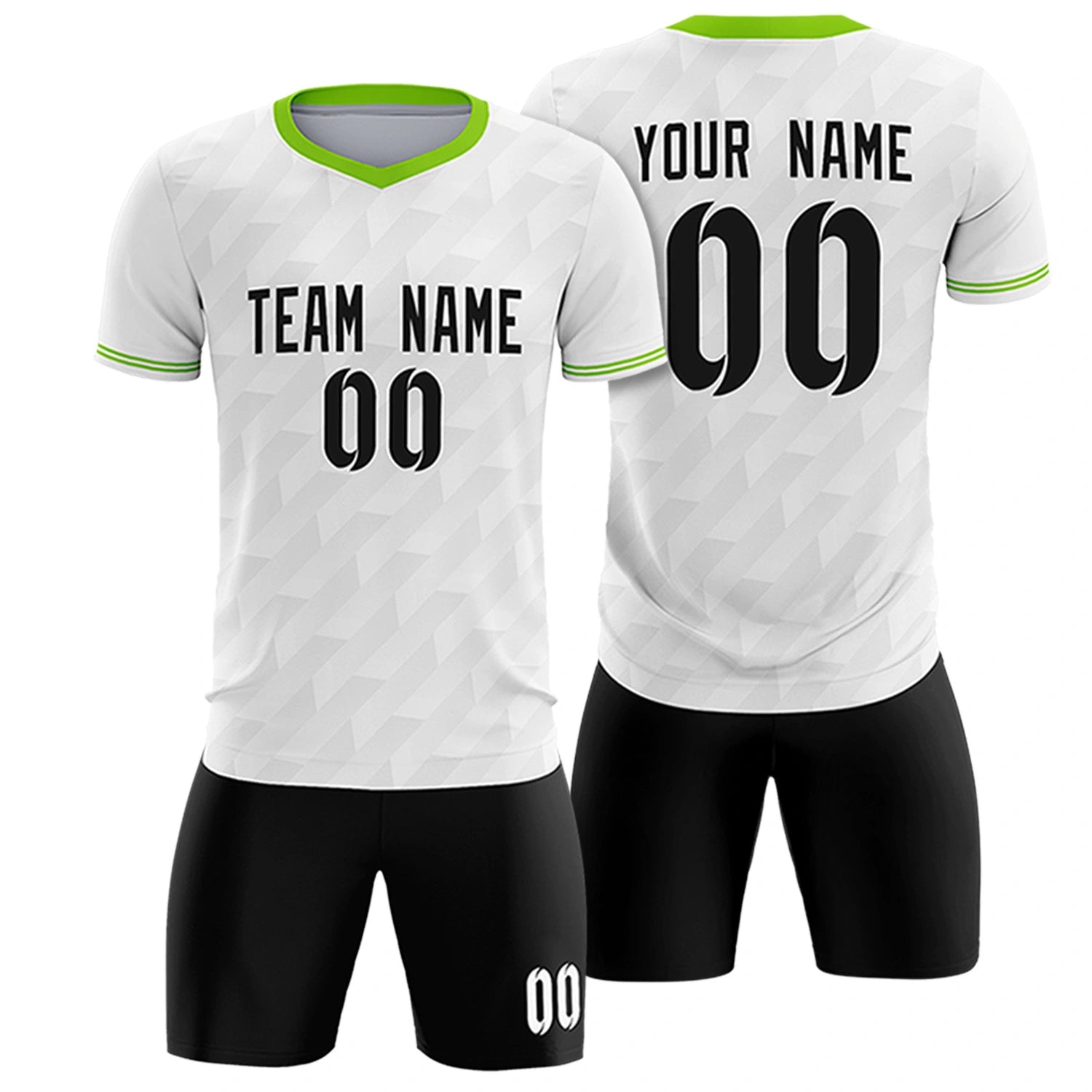 Custom White Neon Green Training Uniform Soccer Sets Jersey