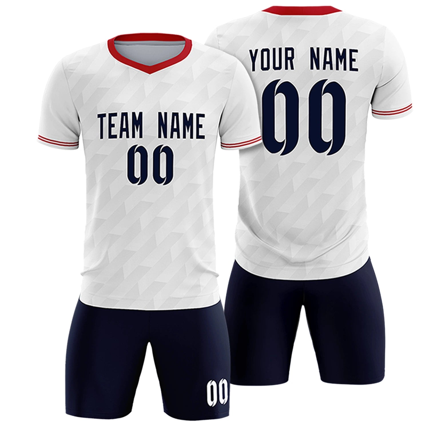 Custom White Red Training Uniform Soccer Sets Jersey
