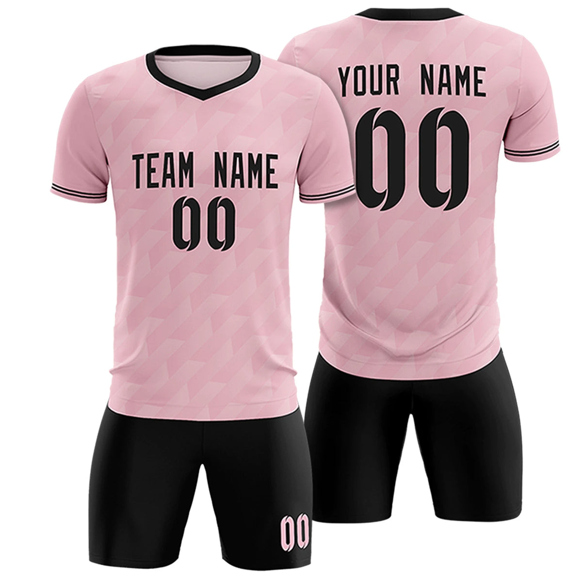 Custom Light Pink Black Training Uniform Soccer Sets Jersey
