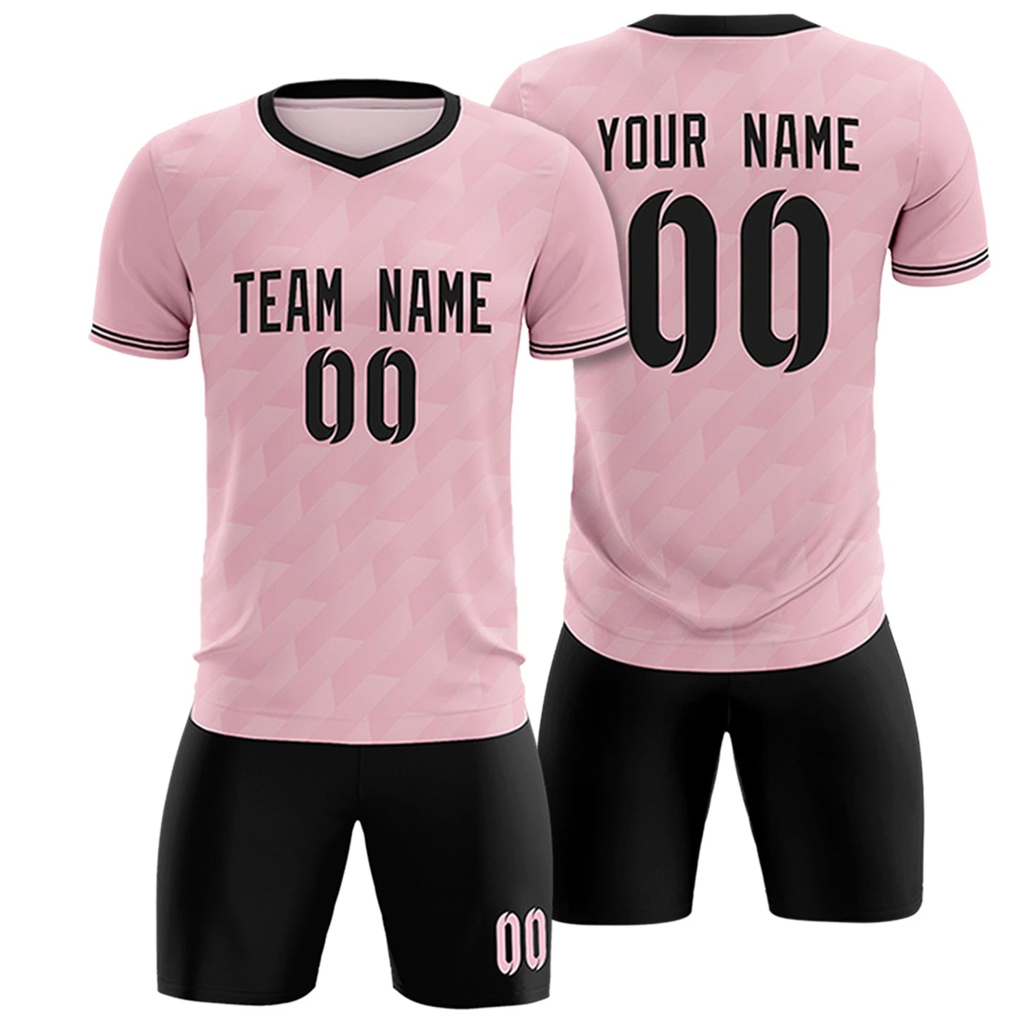 Custom Light Pink Black Training Uniform Soccer Sets Jersey