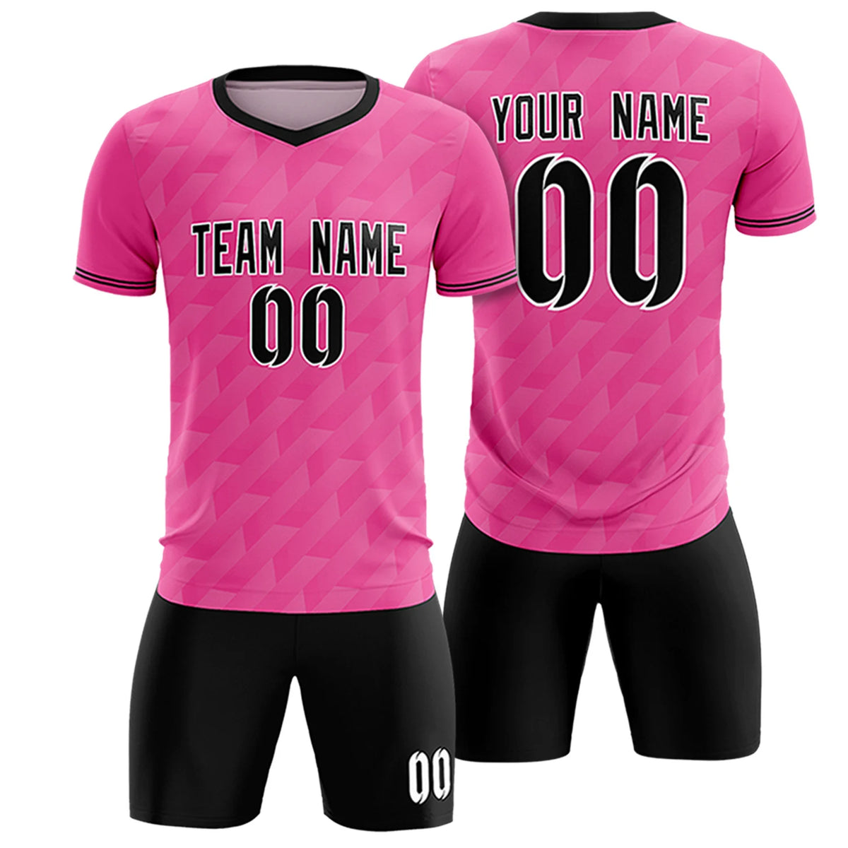 Custom Pink Black Training Uniform Soccer Sets Jersey