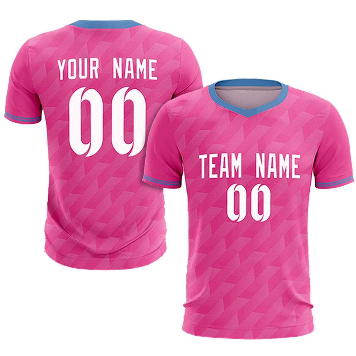 Custom Pink Light Blue Training Uniform Soccer Sets Jersey