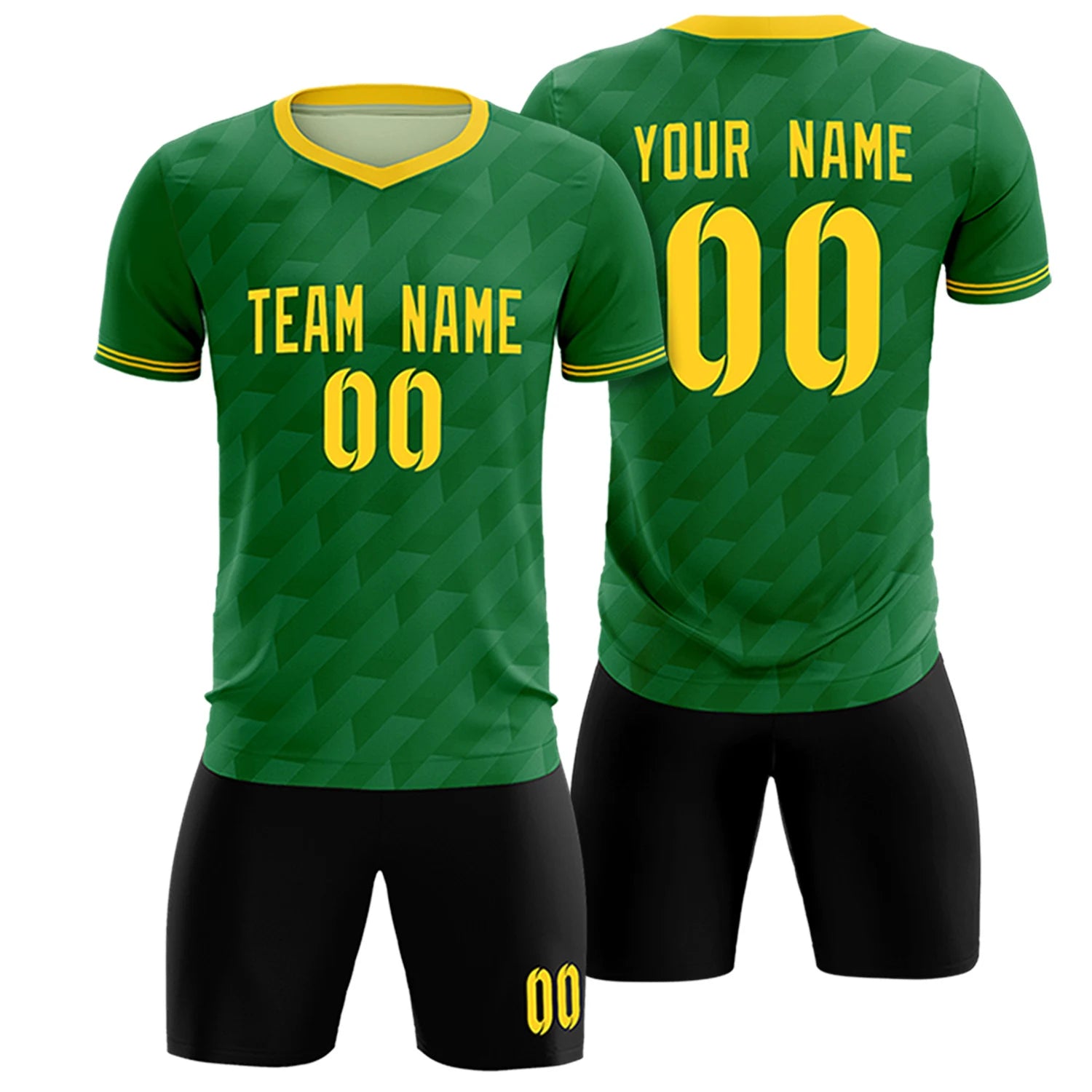 Custom Kelly Green Black Training Uniform Soccer Sets Jersey