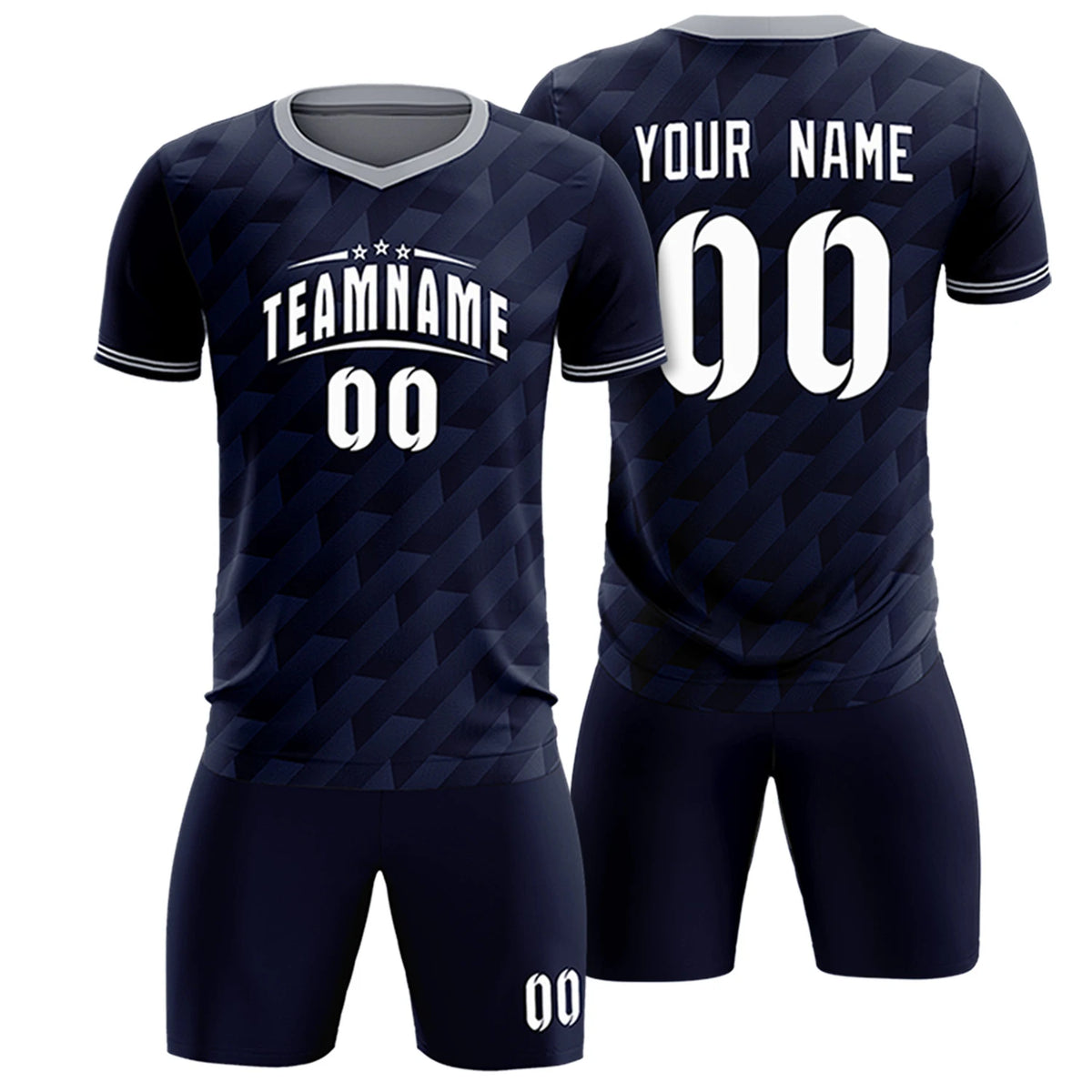 Custom Navy Gray Training Uniform Soccer Sets Jersey
