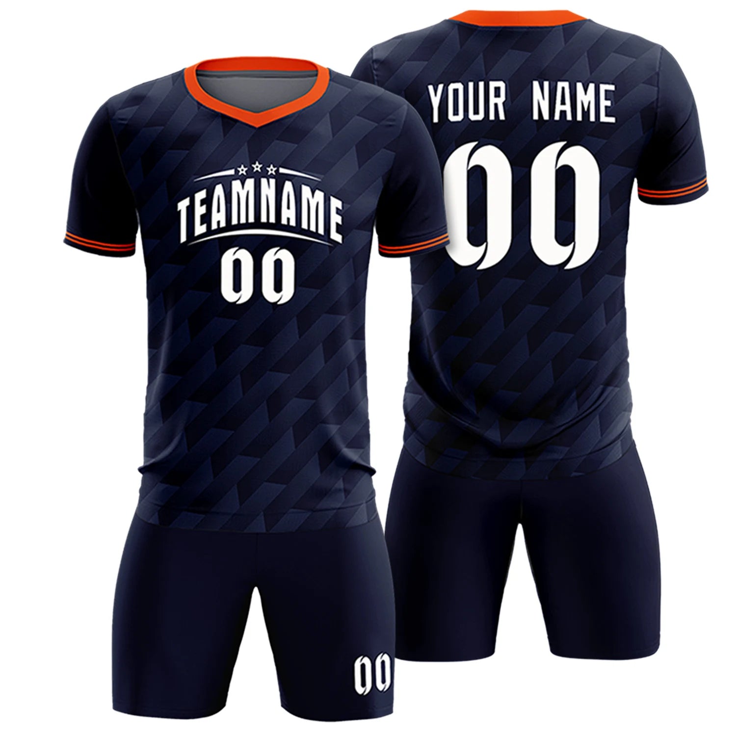 Custom Navy Orange Training Uniform Soccer Sets Jersey