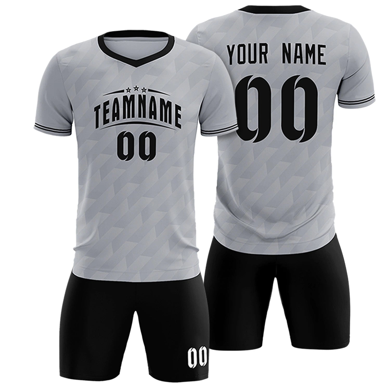 Custom Gray Black Training Uniform Soccer Sets Jersey