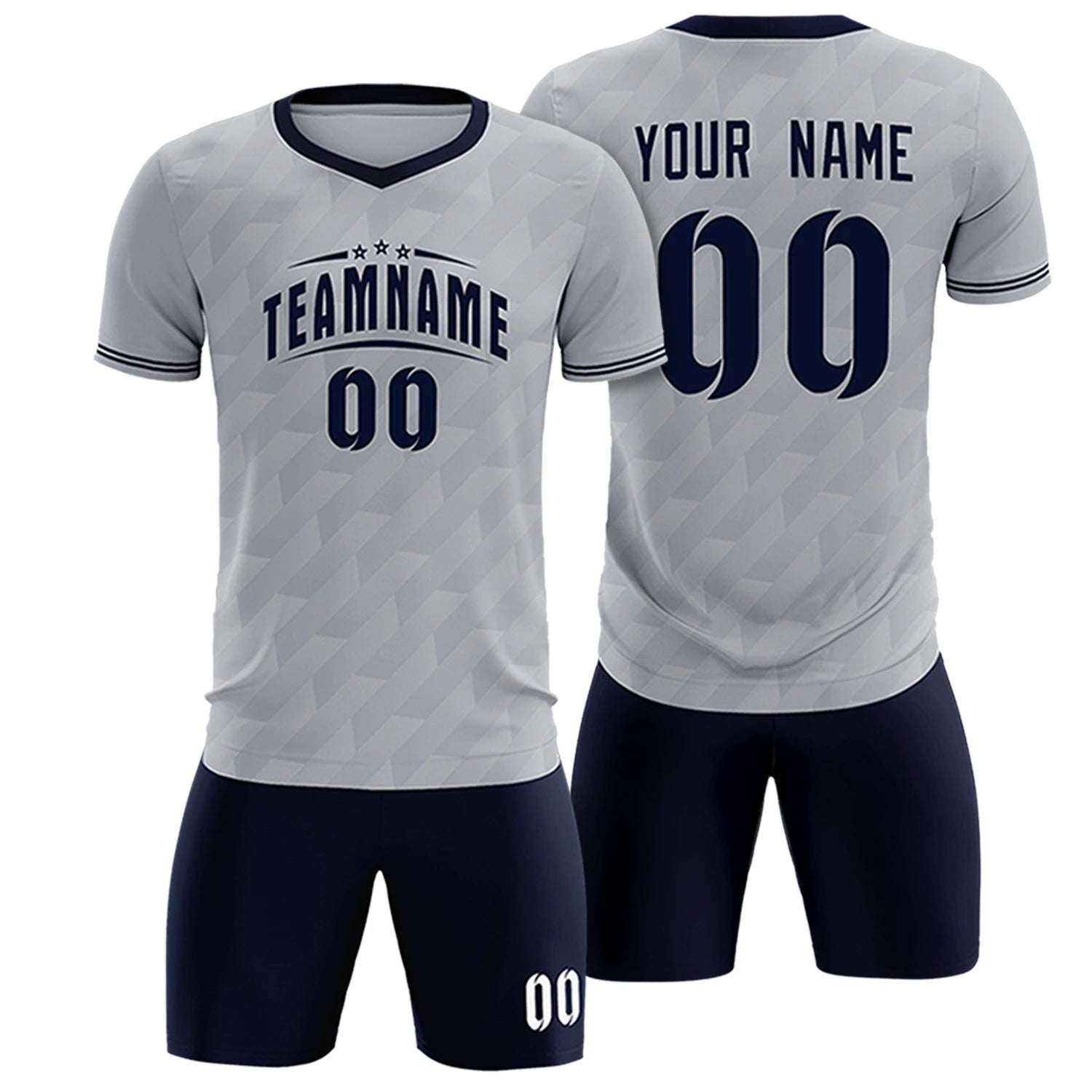 Custom Gray Navy Training Uniform Soccer Sets Jersey