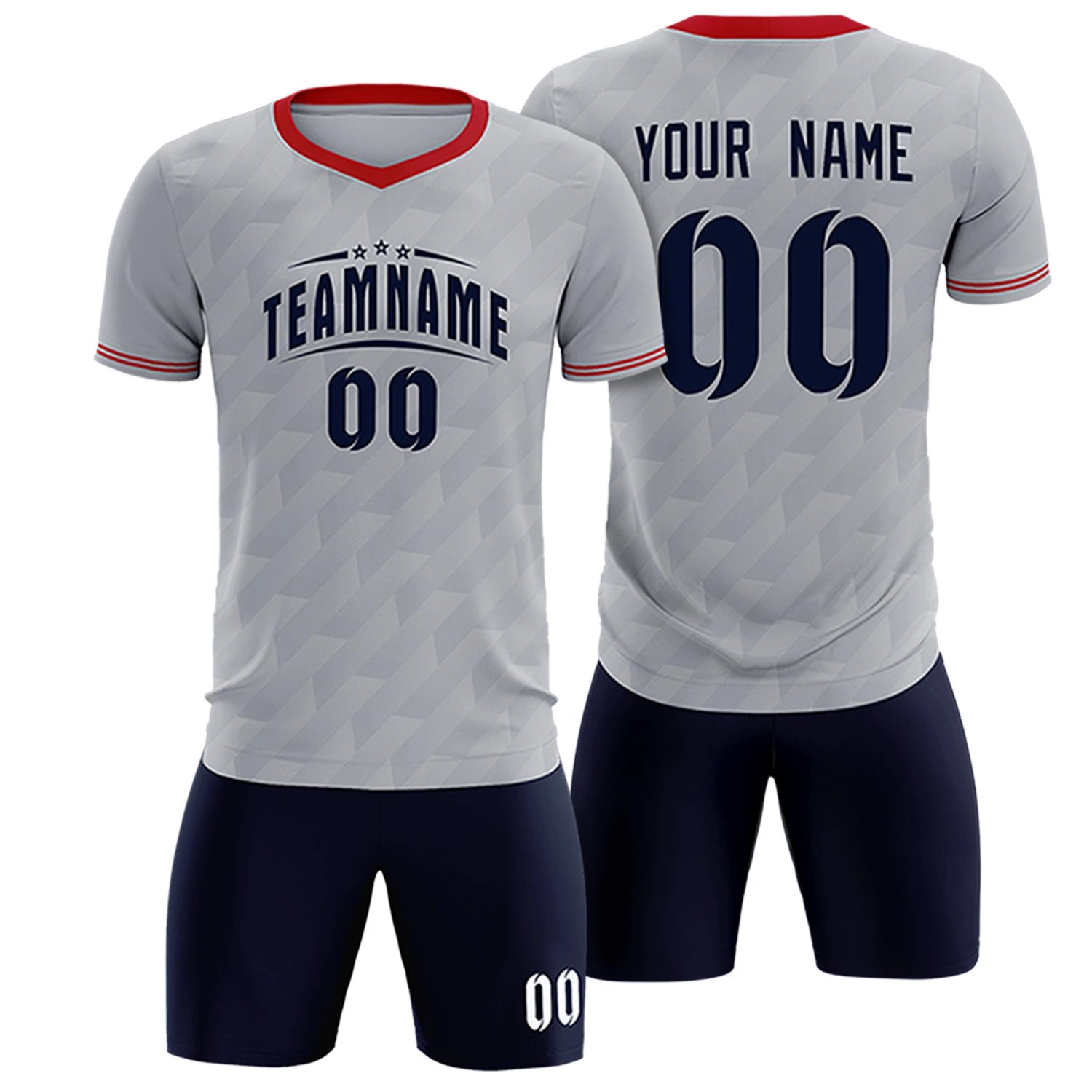 Custom Gray Red Training Uniform Soccer Sets Jersey