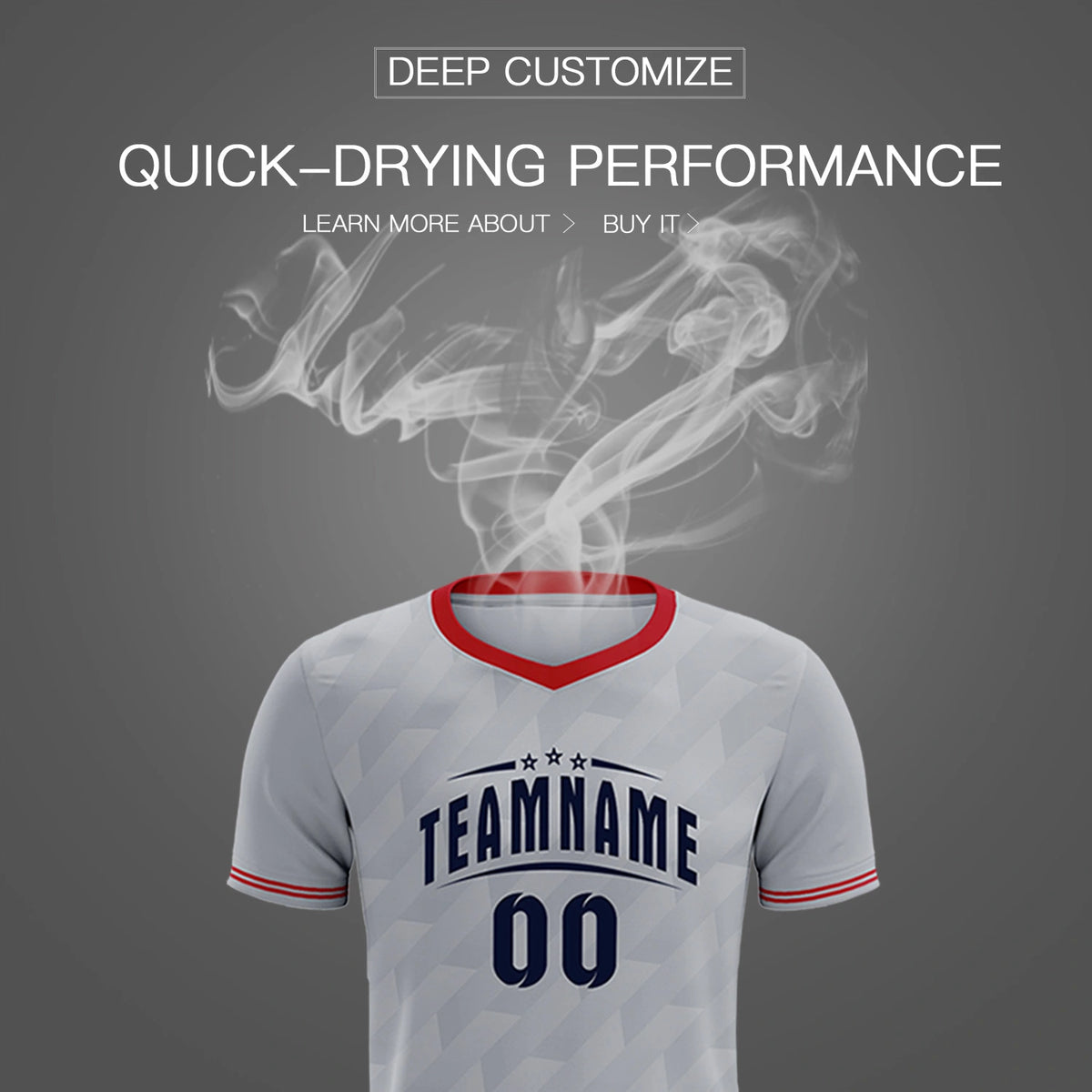 Custom Gray Red Training Uniform Soccer Sets Jersey