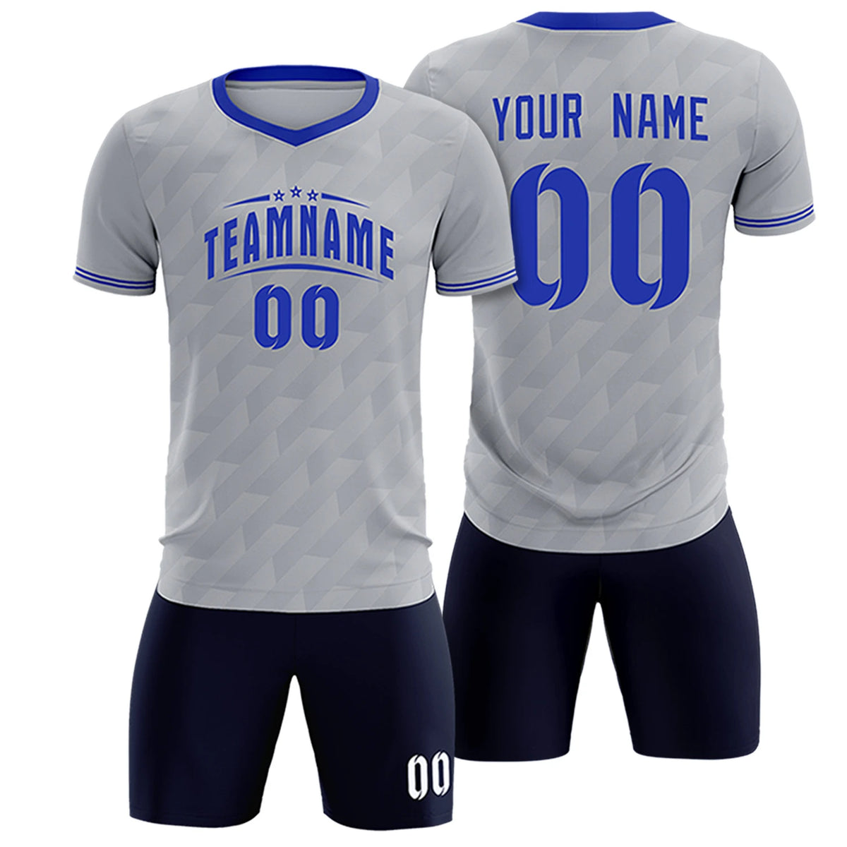Custom Gray Royal Blue Training Uniform Soccer Sets Jersey