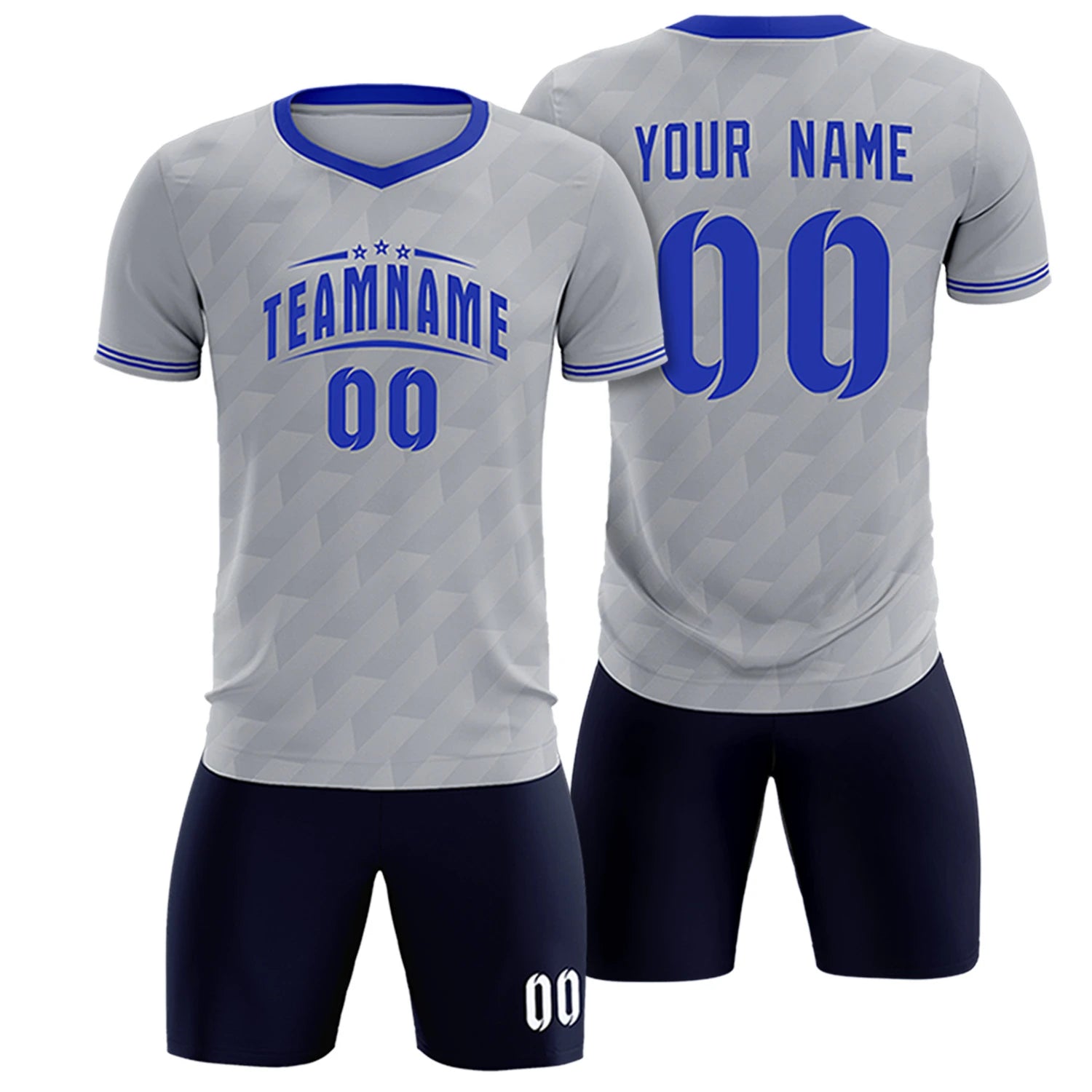 Custom Gray Royal Blue Training Uniform Soccer Sets Jersey