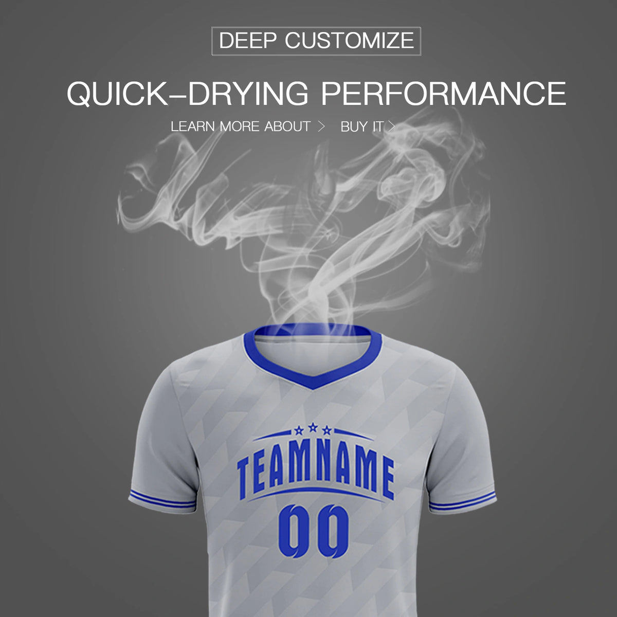 Custom Gray Royal Blue Training Uniform Soccer Sets Jersey